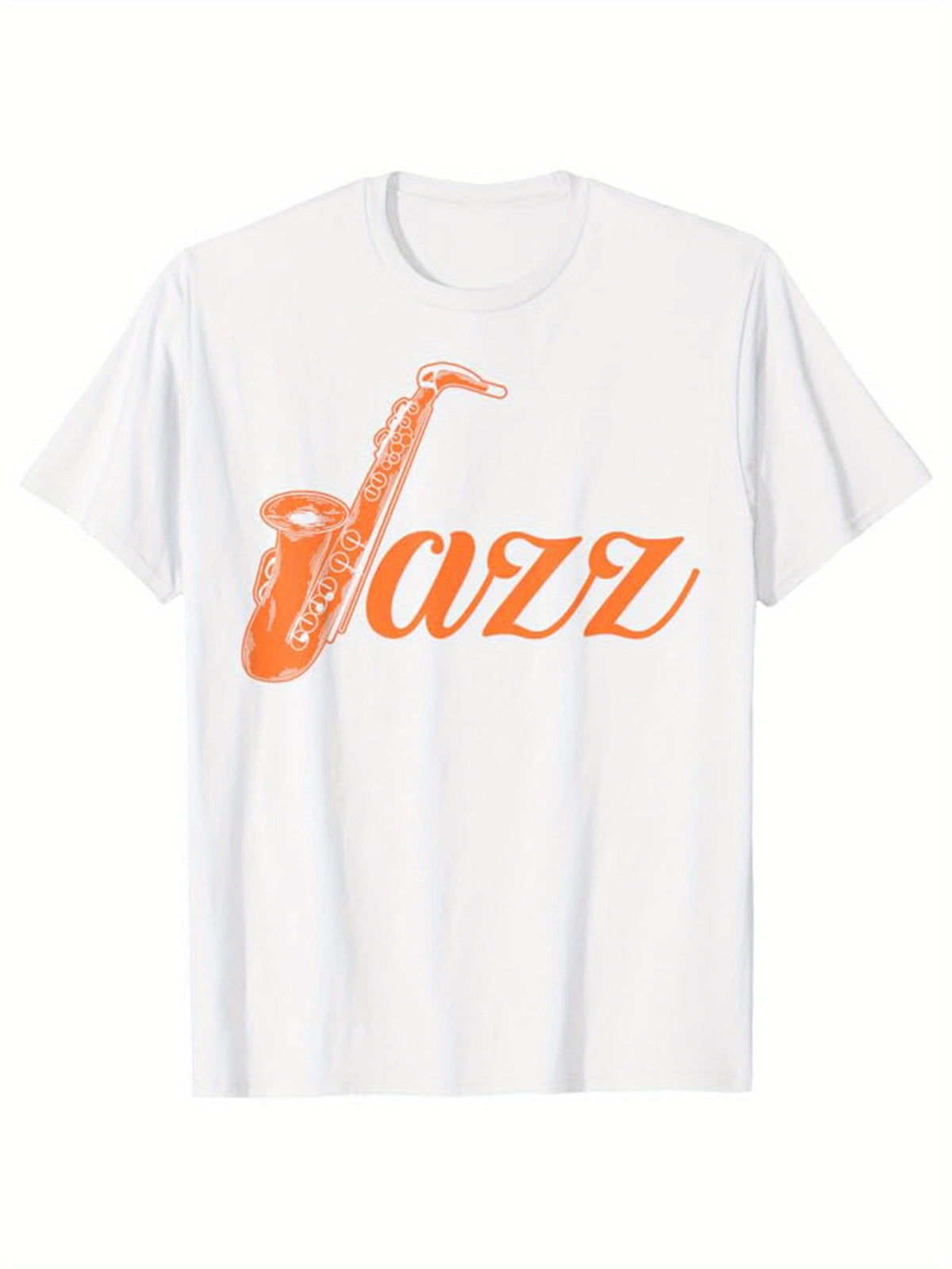 Sax Print Men's Cotton T-shirt, Graphic Tee Men's Funny Happy Outdoor Clothes, Men's Music Clothing, Casual Short Sleeve Crew Neck T-shirt, Tops For Men, Gift For Men