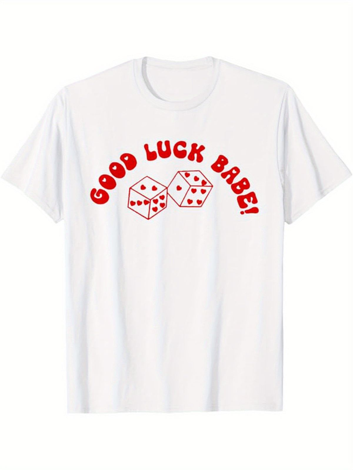 Good Luck Print Men's Cotton T-shirt, Graphic Tee Men's Outdoor Clothes, Men's Clothing, Casual Short Sleeve Crew Neck T-shirt, Tops For Men, Gift For Men