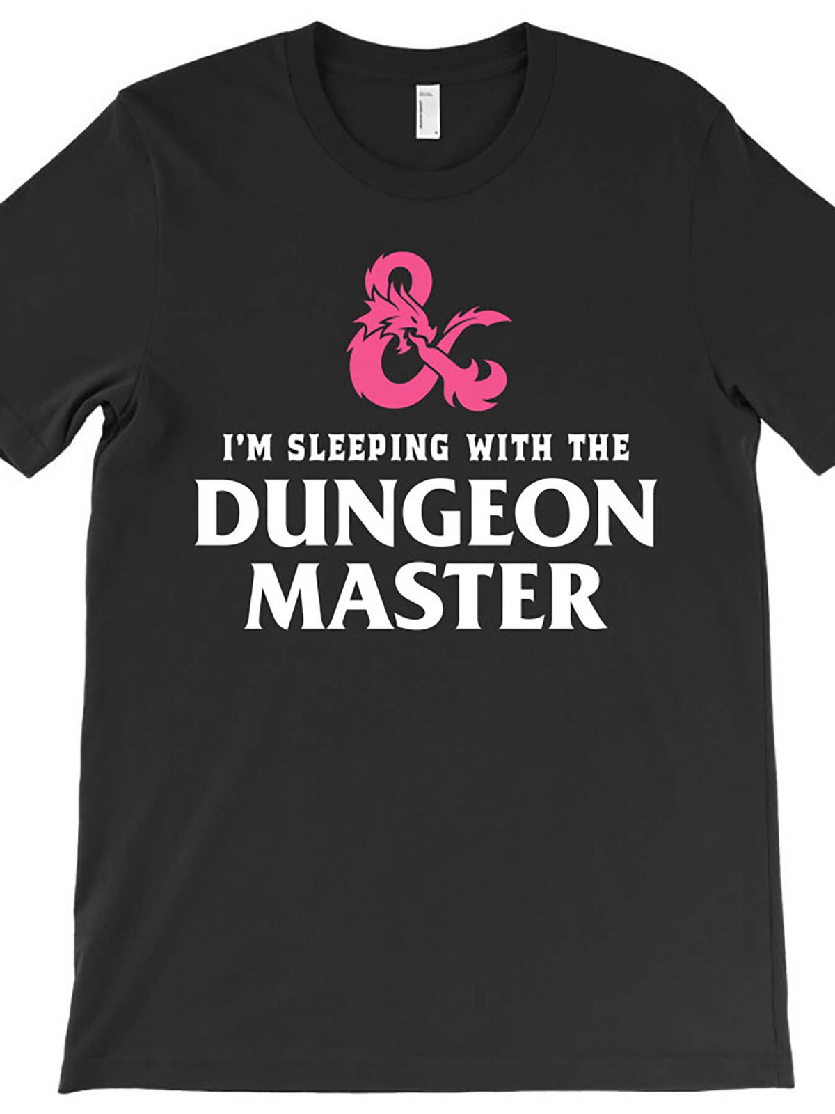 Men's "I'm Sleeping with the Dungeon Master" T-Shirt - Funny Black Cotton Graphic Tee, Short Sleeve, Round Neck, Machine Washable, Casual Wear | Character Graphic Tee | Durable Print