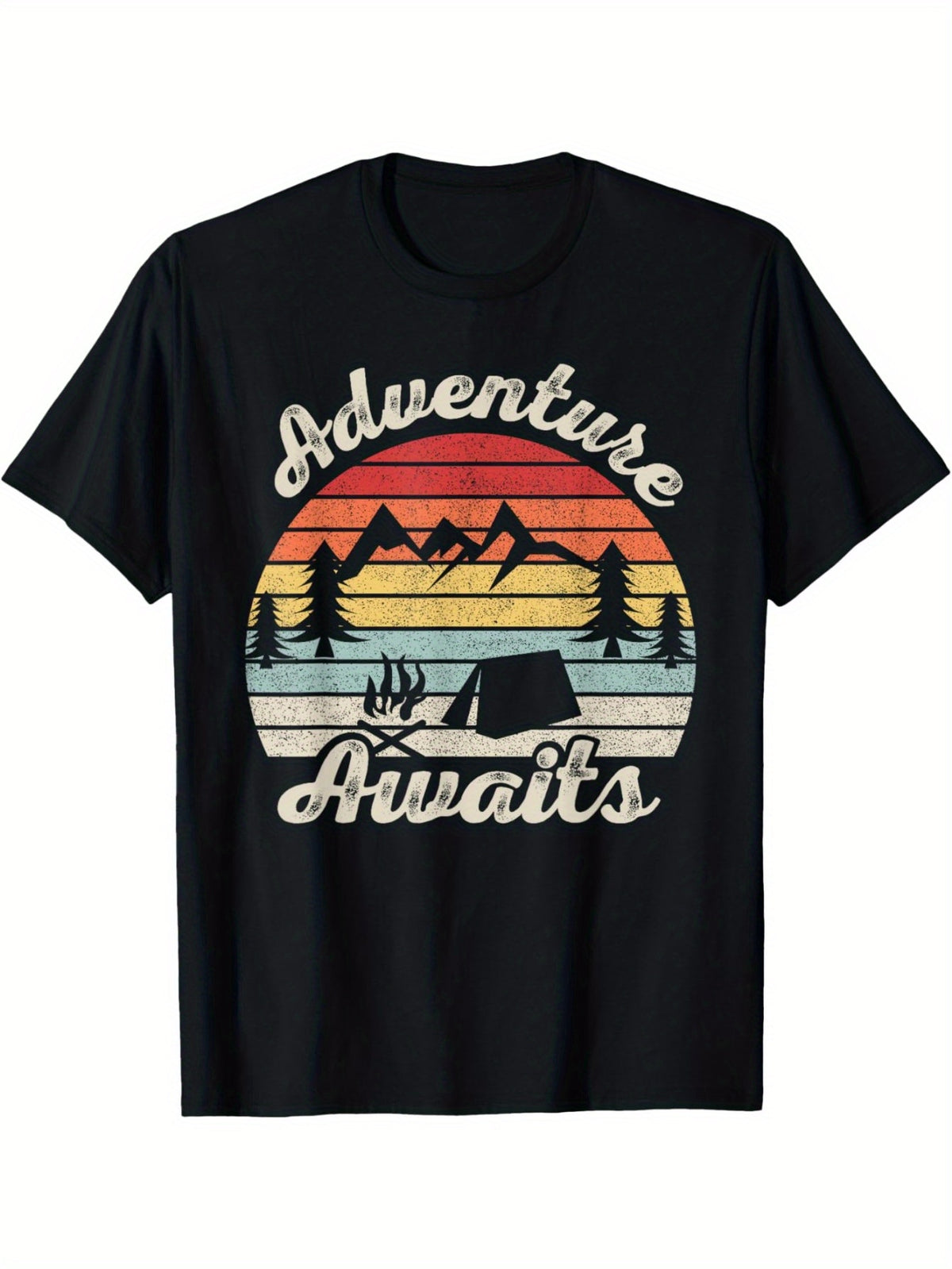 Vintage Retro Adventure Awaits Camping Hiking Outdoor Travel T-Shirt