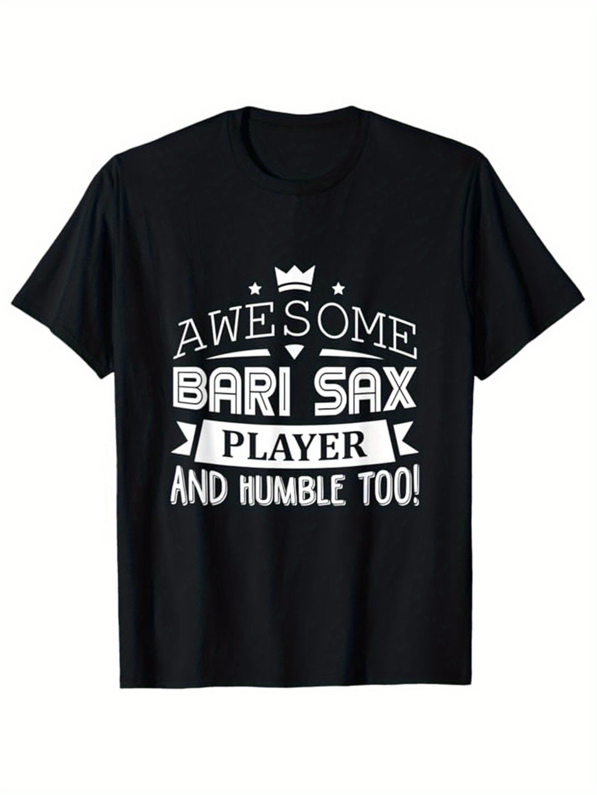 Sax Print Men's Cotton T-shirt, Graphic Tee Men's Funny Happy Outdoor Clothes, Men's Music Clothing, Casual Short Sleeve Crew Neck T-shirt, Tops For Men, Gift For Men