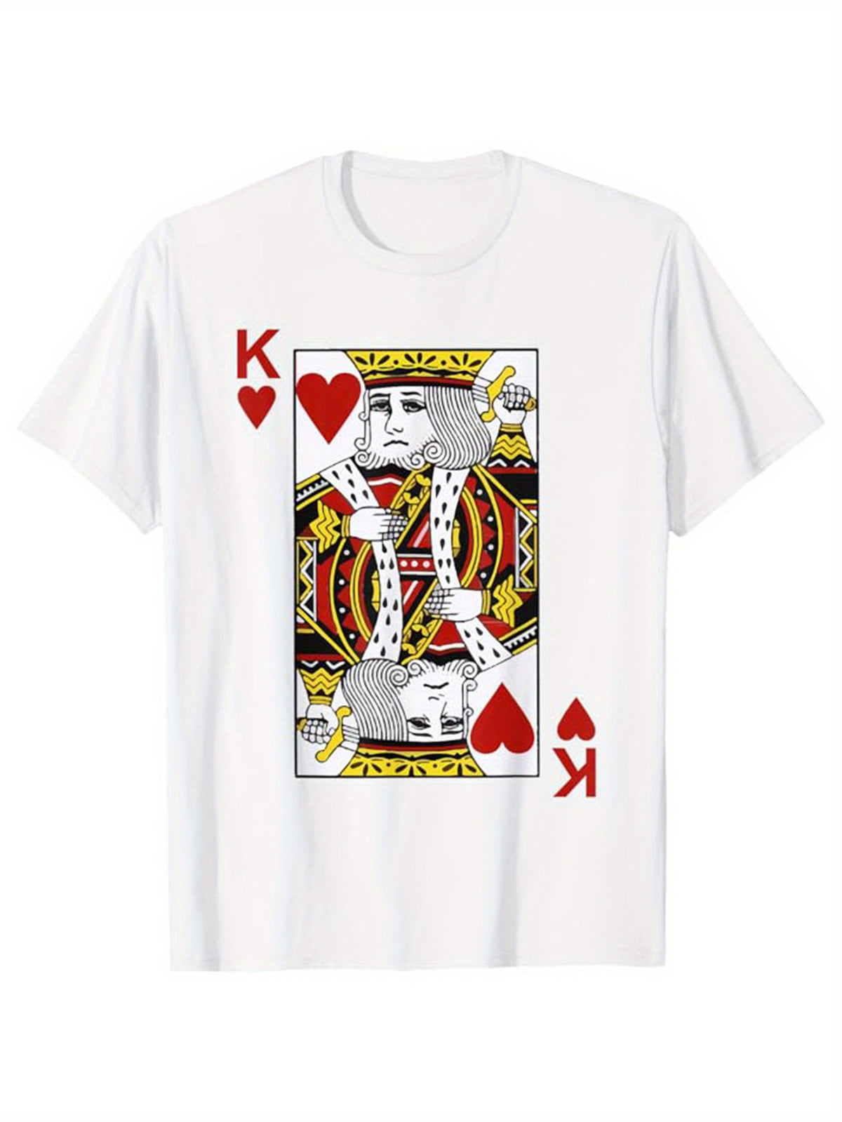 King Print Men's Cotton T-shirt, Graphic Tee Men's Outdoor Clothes, Men's Clothing, Casual Short Sleeve Crew Neck T-shirt, Tops For Men, Gift For Men