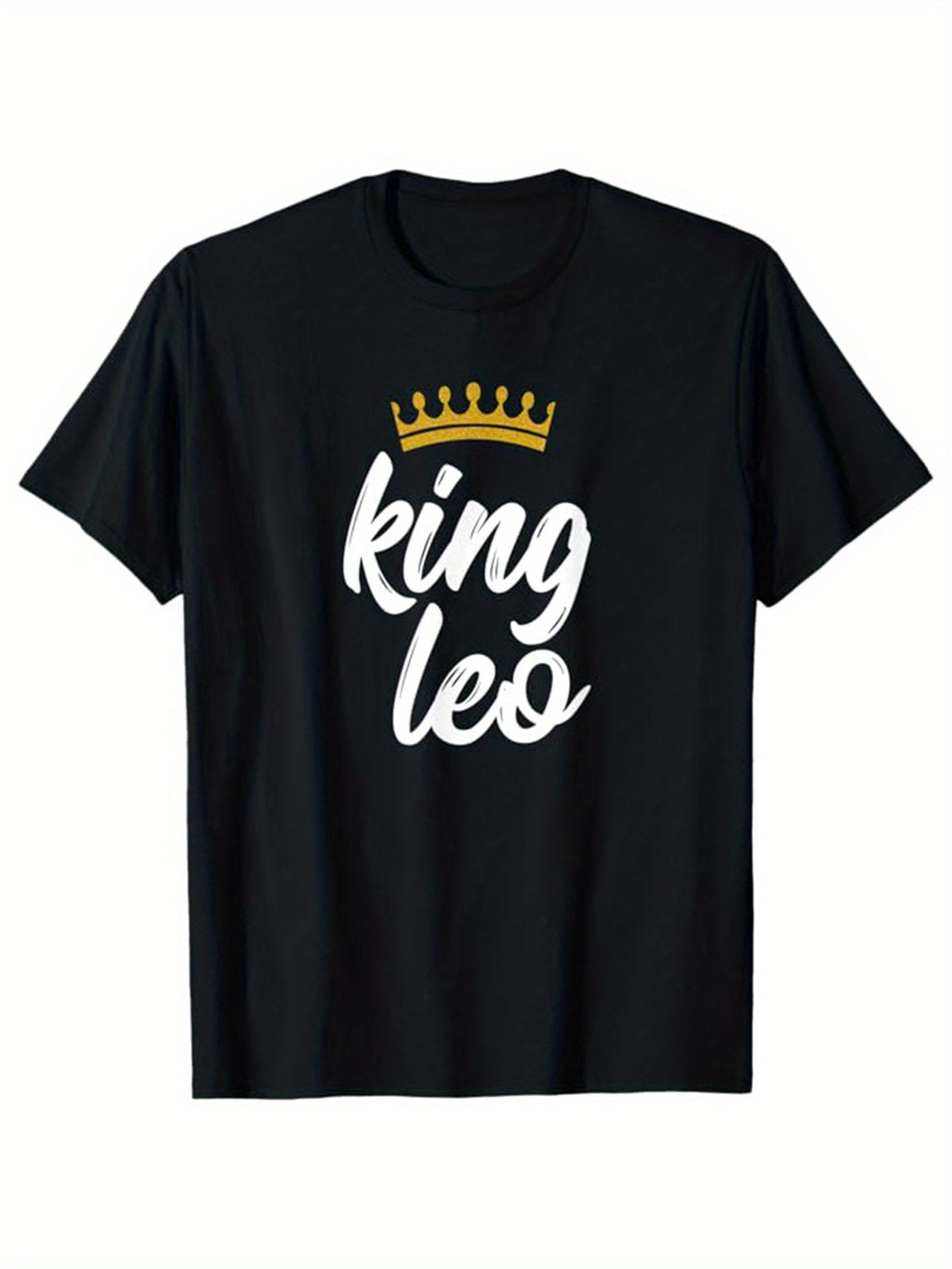 King Print Men's Cotton T-shirt, Graphic Tee Men's Outdoor Clothes, Men's Clothing, Casual Short Sleeve Crew Neck T-shirt, Tops For Men, Gift For Men