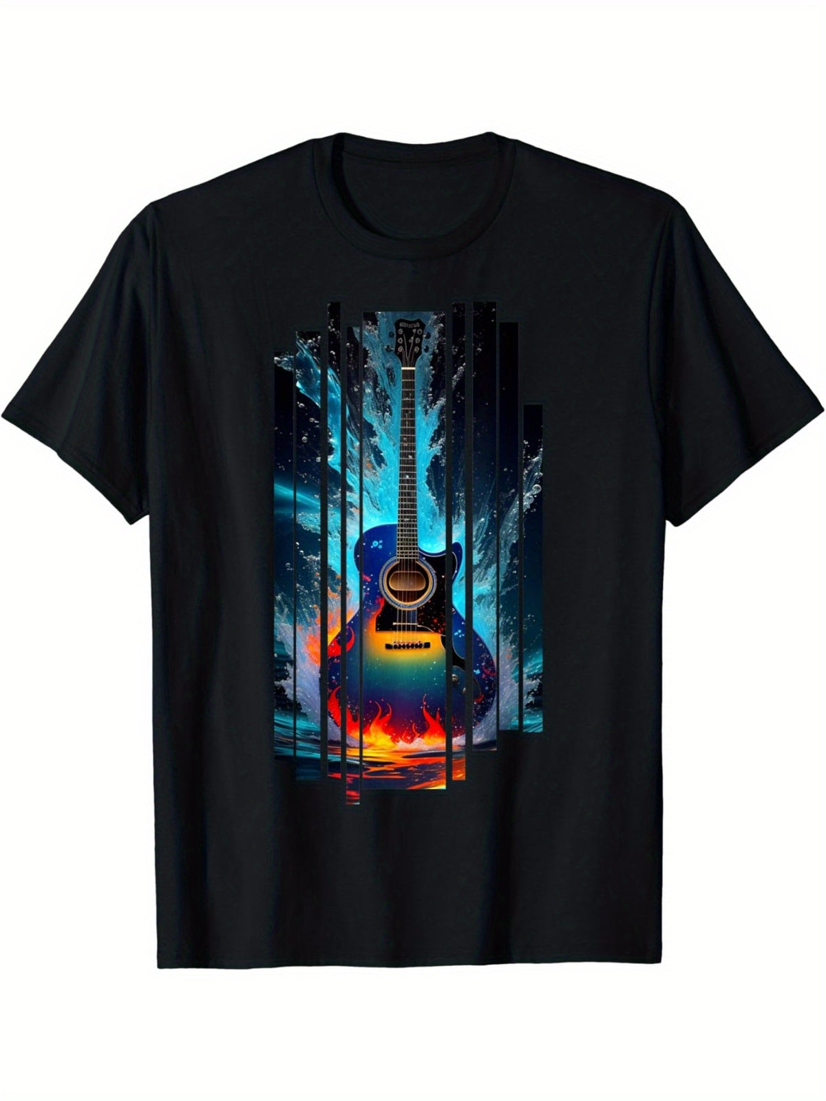 Just Shred Mens Guitar Music Ocean Graphic T-Shirt