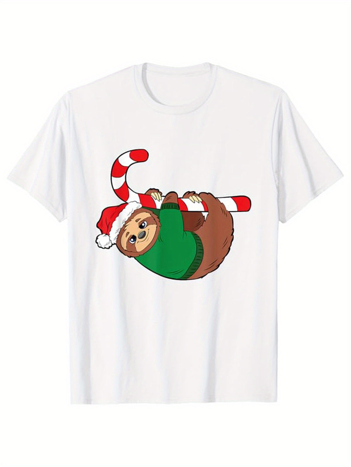 Men's 100% Cotton Sloth Graphic Print T-shirt, Casual Short Sleeve Crew Neck Tee, Men's Clothing For Summer Outdoor