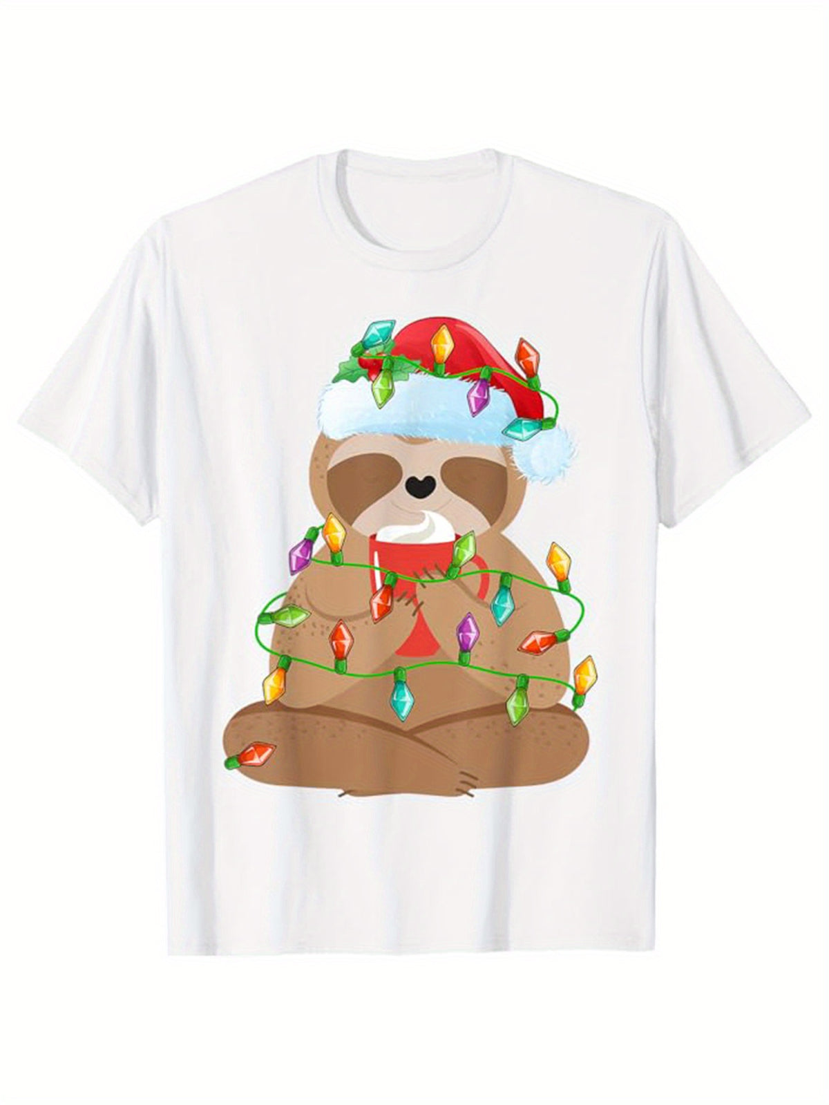 Sloths Print Men's Cotton T-shirt, Graphic Tee Men's Outdoor Clothes, Casual Short Sleeve Crew Neck T-shirt