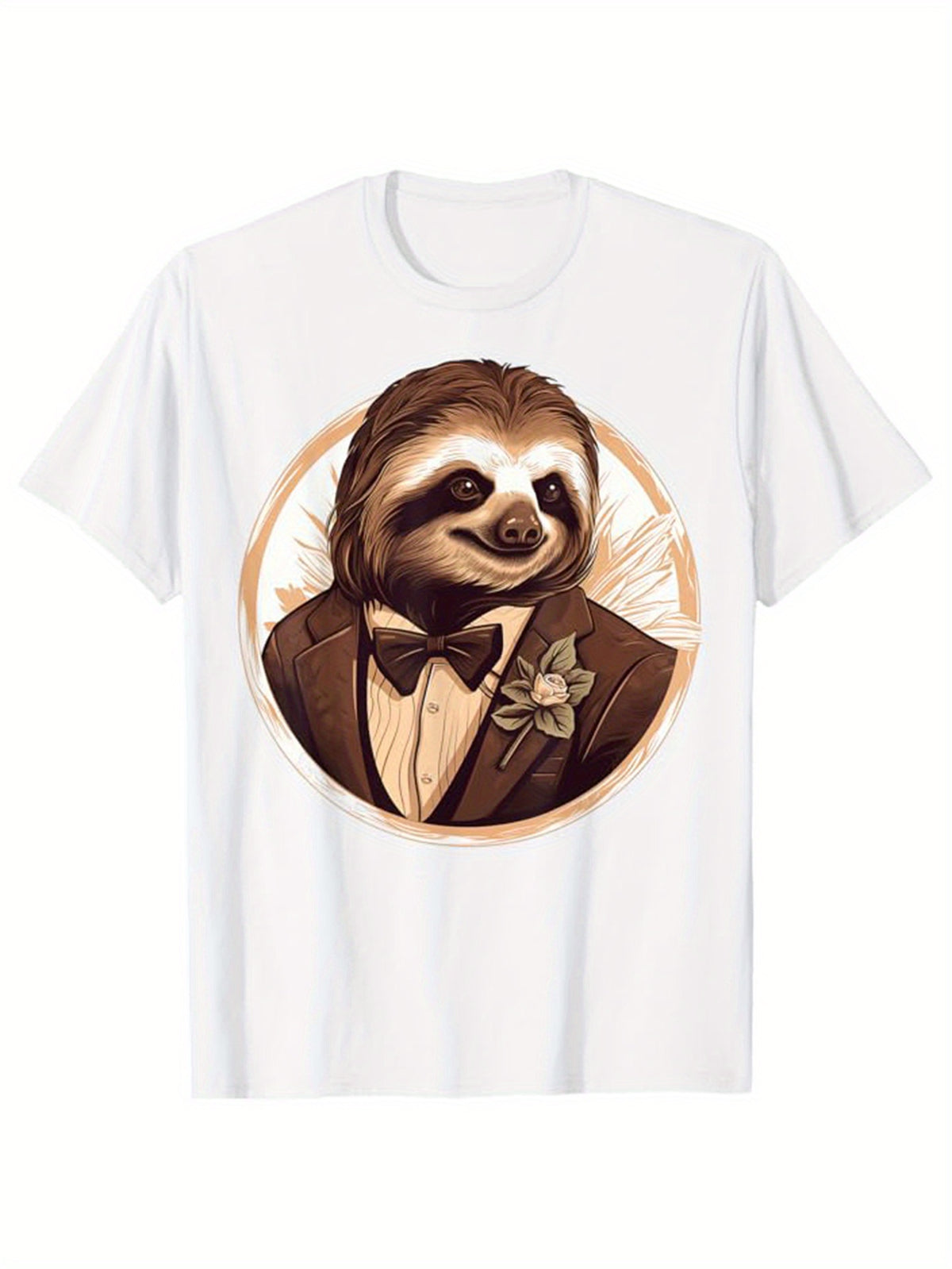 Sloths Print Men's Cotton T-shirt, Graphic Tee Men's Outdoor Clothes, Casual Short Sleeve Crew Neck T-shirt