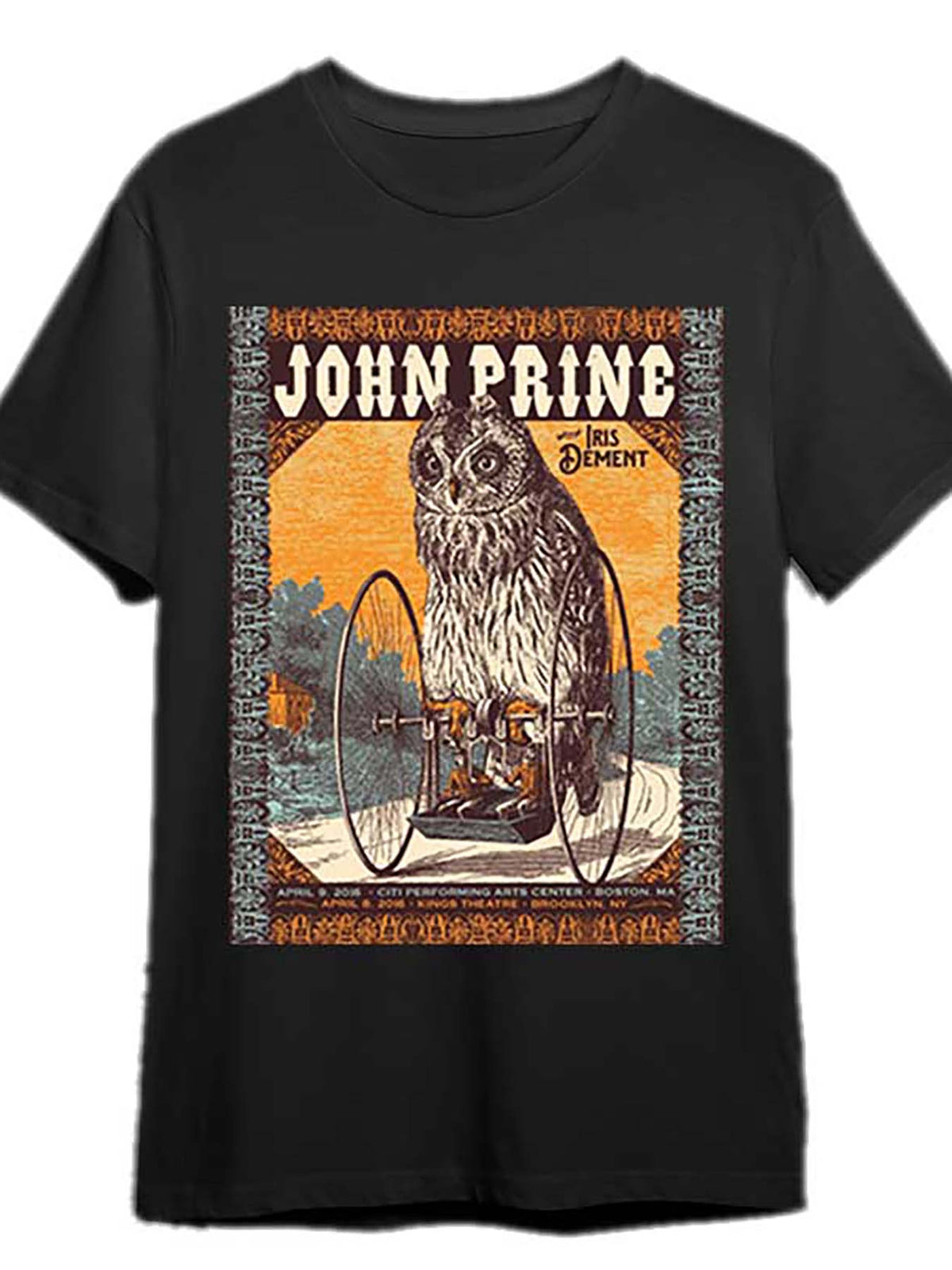 [Gentle] John Prine Owl Graphic T-Shirt for Men - Black Cotton, Short Sleeve, Casual Crew Neck Tee with Vintage Design