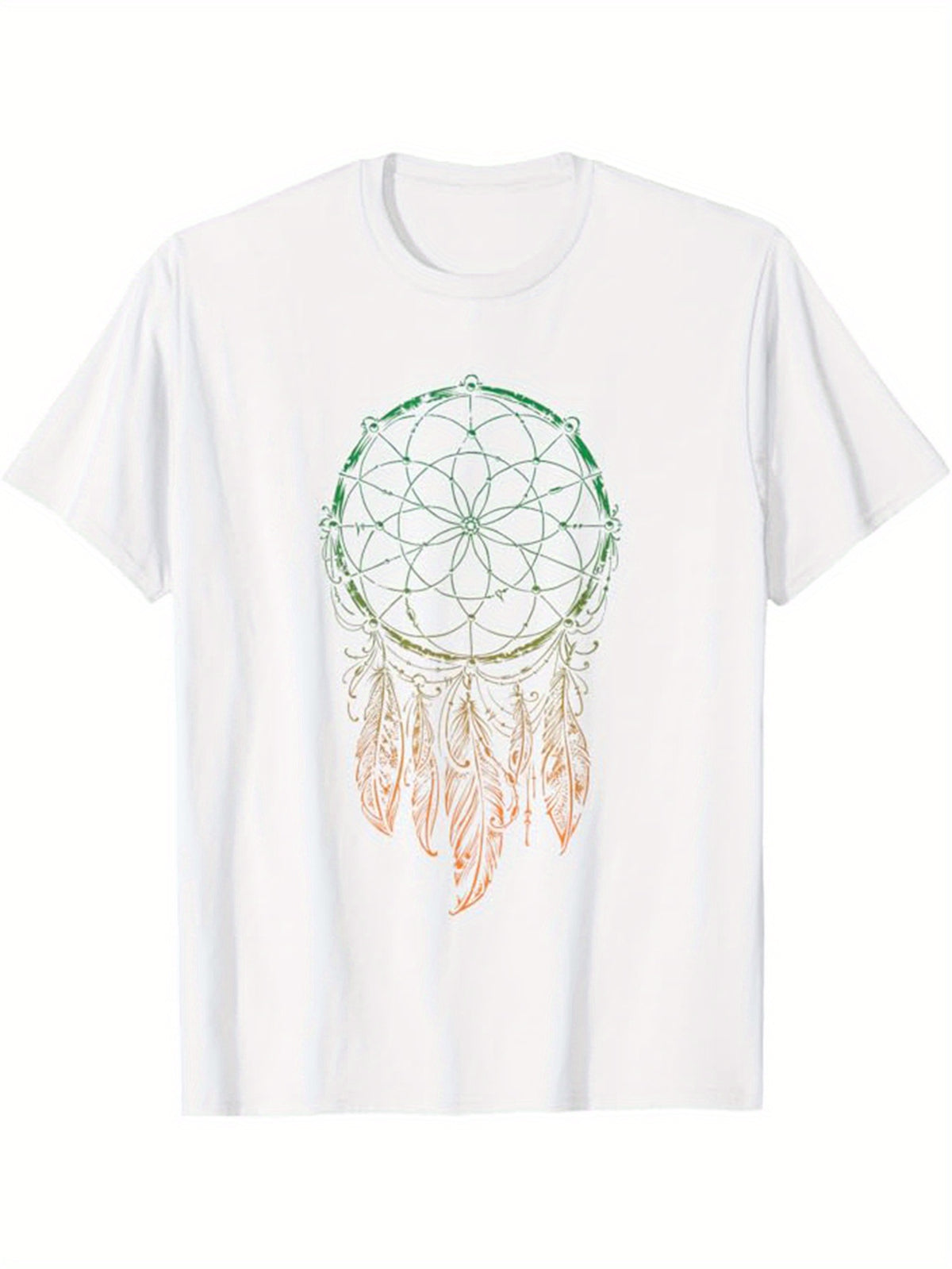 Dream Catcher Print, Men's Cotton T-shirt, Graphic Tee Men's Outdoor Clothes, Men's Clothing, Casual Short Sleeve Crew Neck T-shirt