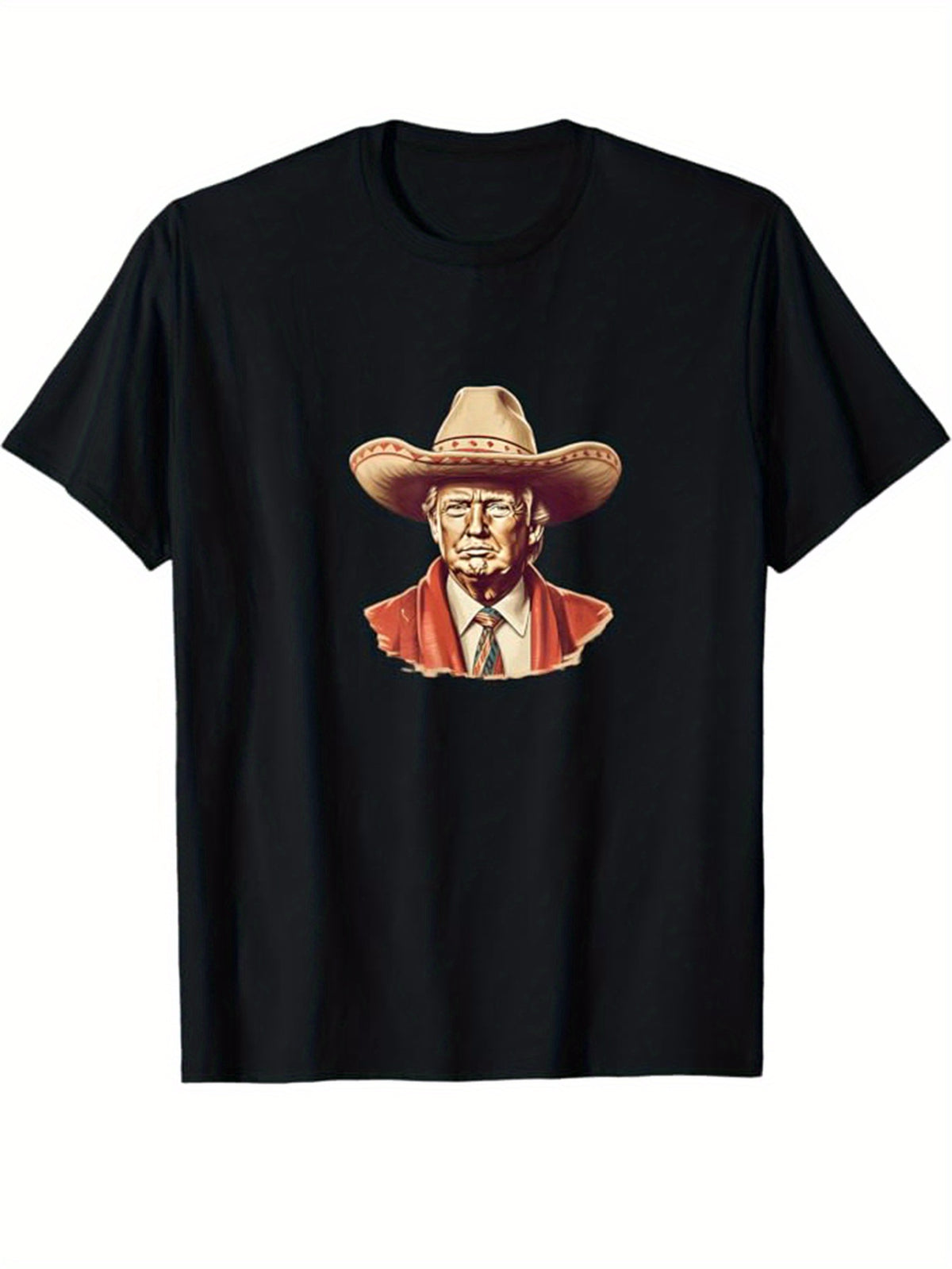 Donald Trump Print Men's Cotton Casual T-shirt, Short Sleeve Crew Neck Top, Men's Clothing