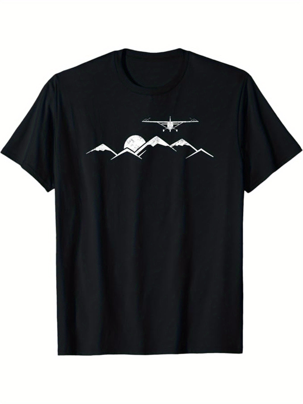 Airplane Aircraft Pilot Flying Plane Print, Men's Cotton T-shirt, Graphic Tee Men's Outdoor Clothes, Men's Clothing, Casual Short Sleeve Crew Neck T-shirt, Tops For Men, Gift For Men