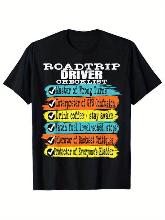 Road Trip Men's Cotton T-shirt, Graphic Tee Men's Outdoor Clothes, Men's Clothing, Casual Short Sleeve Crew Neck T-shirt, Tops For Men, Gift For Men