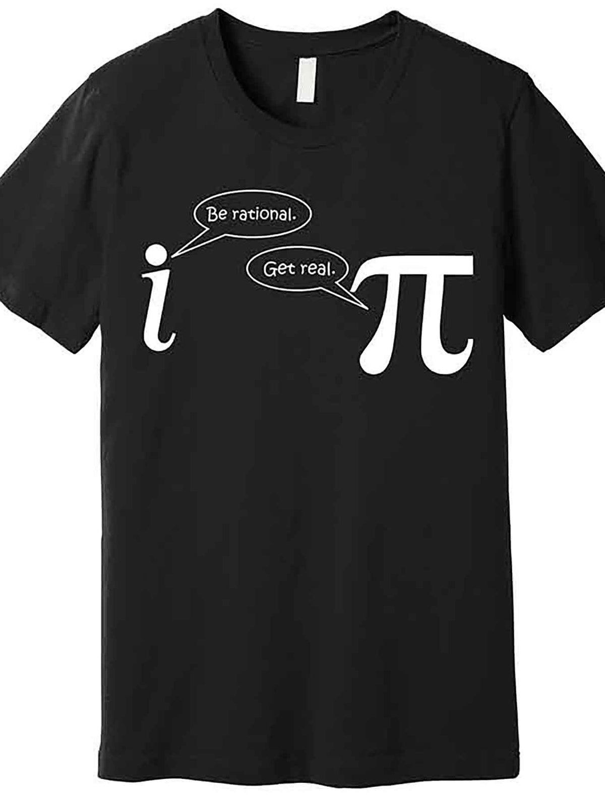 [Clever Wit] Men’s Funny Pi Graphic T-Shirt - "Be Rational Get Real" Design, Black Cotton Short Sleeve Tee, Casual & Comfortable Fit, Machine Washable, Everyday Tshirt | Graphic Tee | Shirt, T Shirt
