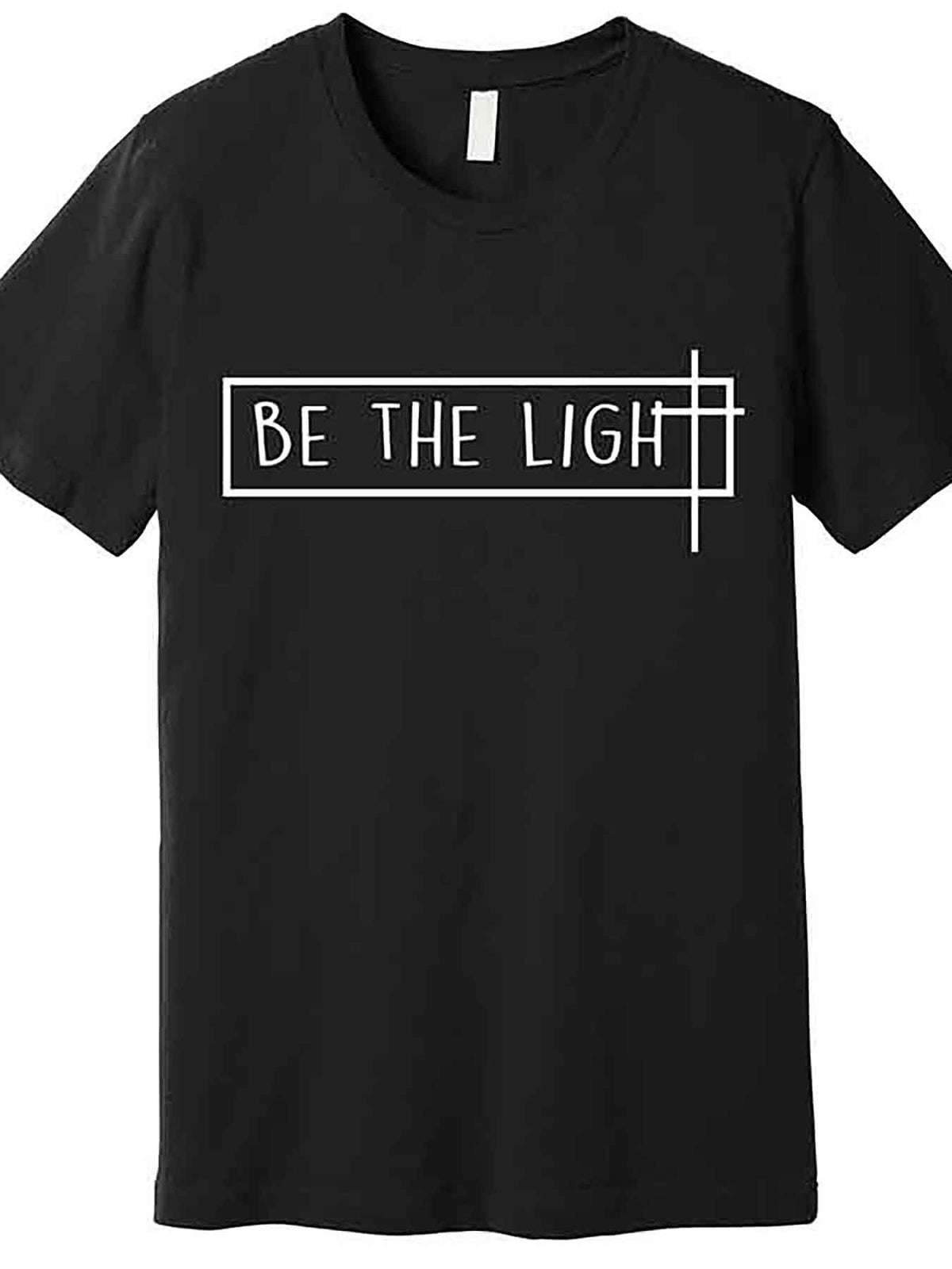 Be The Light Men’s Graphic T-Shirt - Soft Cotton, Short Sleeve, Black with White Print, Casual & Comfortable Fit, Machine Washable, Casual Wear | Minimalist Design | Tee