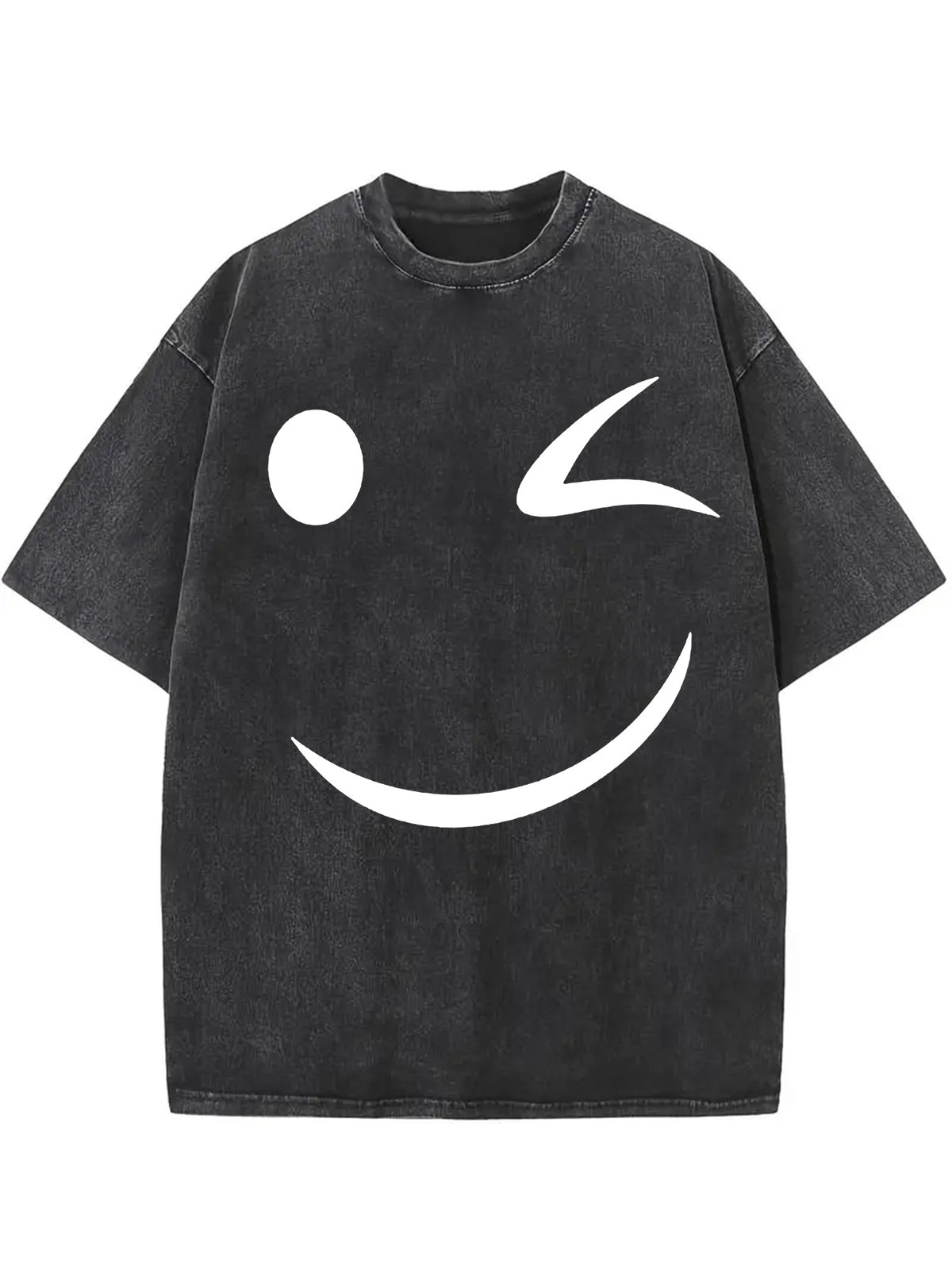 Smile Print, Men's Vintage Cotton T-shirt, Men’s Western Cowboy Graphic Wash T-shirt, Round Neck Short Sleeve Tee For Outdoor