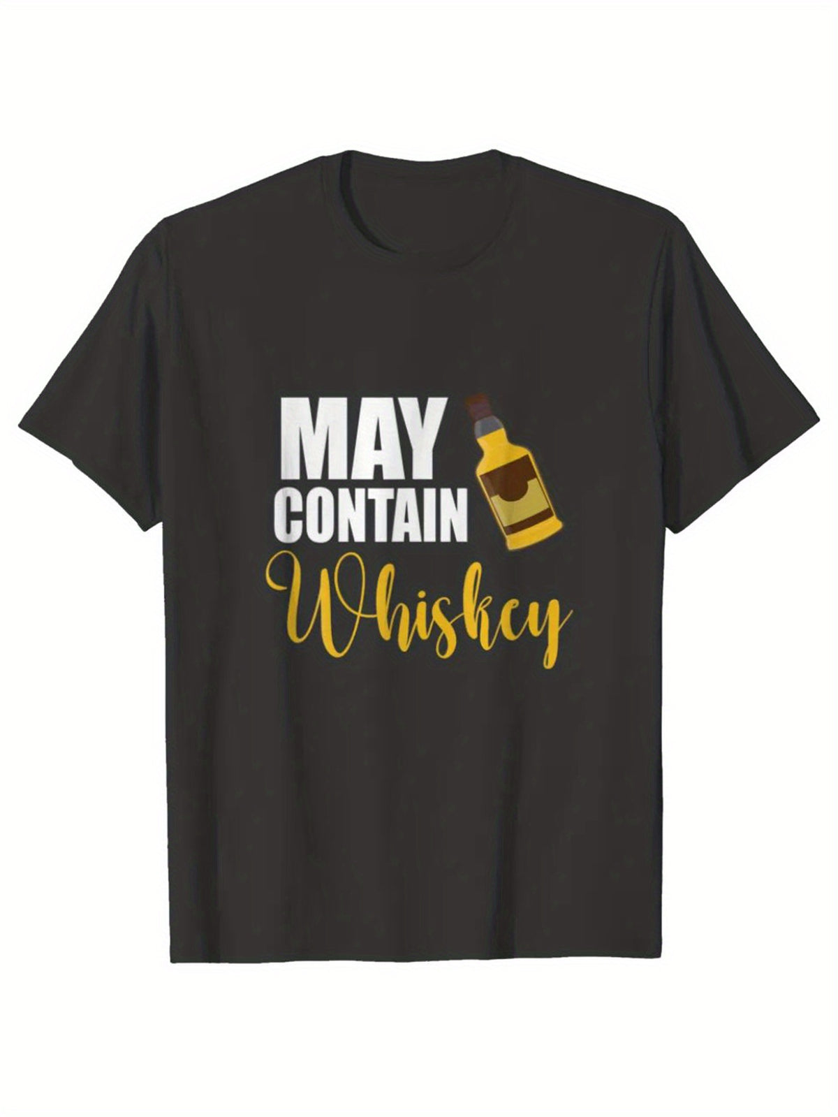 Whiskey Drinking Printed Men's Cotton Graphic T-shirt, Casual Short Sleeve Crew Neck T-shirt, Men's Tee For Outdoor