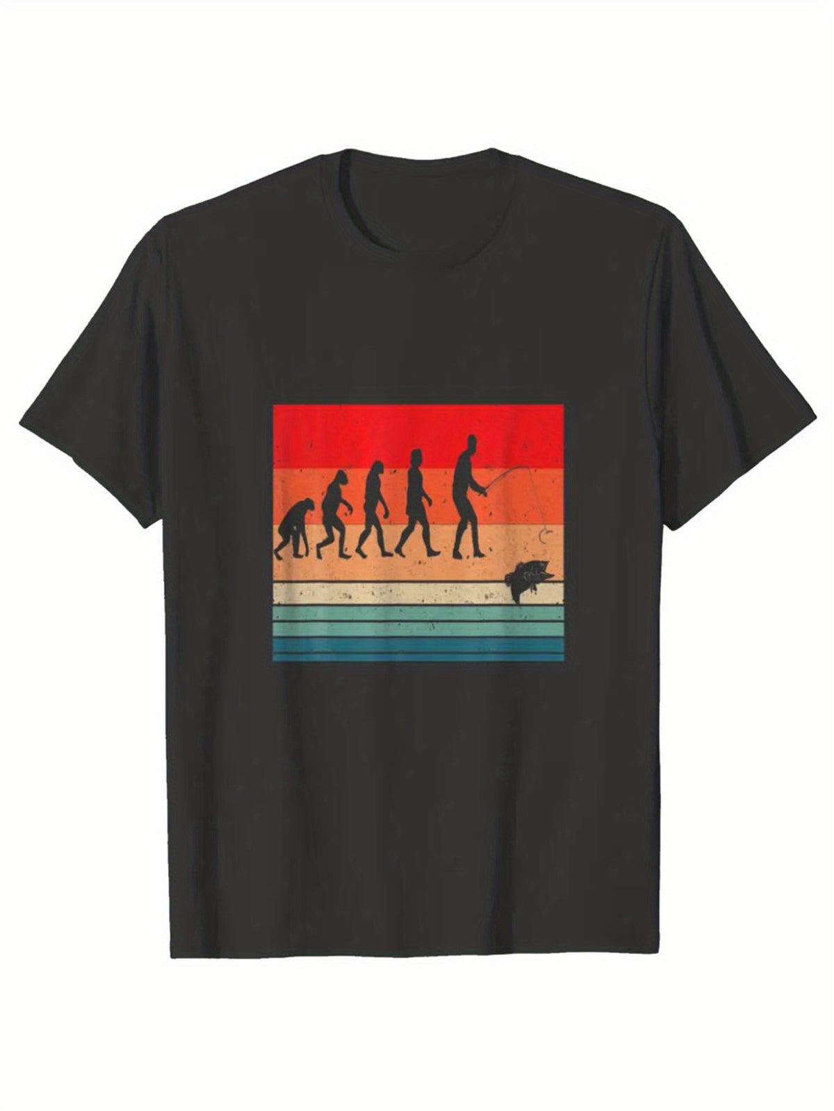 Fishing Printed Men's Cotton Graphic T-shirt, Casual Short Sleeve Crew Neck T-shirt, Men's Tee For Outdoor