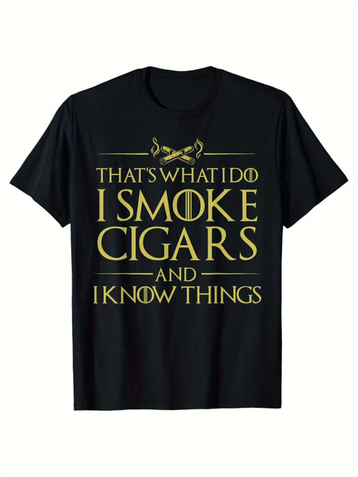 Men's Cotton T-Shirt With Cigar Print, Casual Short Sleeve Round Neck Tee, Soft Comfortable Top, Men's Clothing