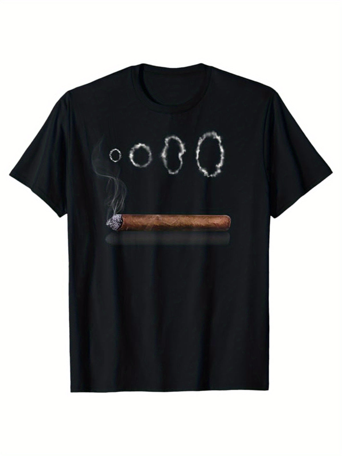 Men's Cotton T-Shirt With Cigar Print, Casual Short Sleeve Round Neck Tee, Soft Comfortable Top, Men's Clothing