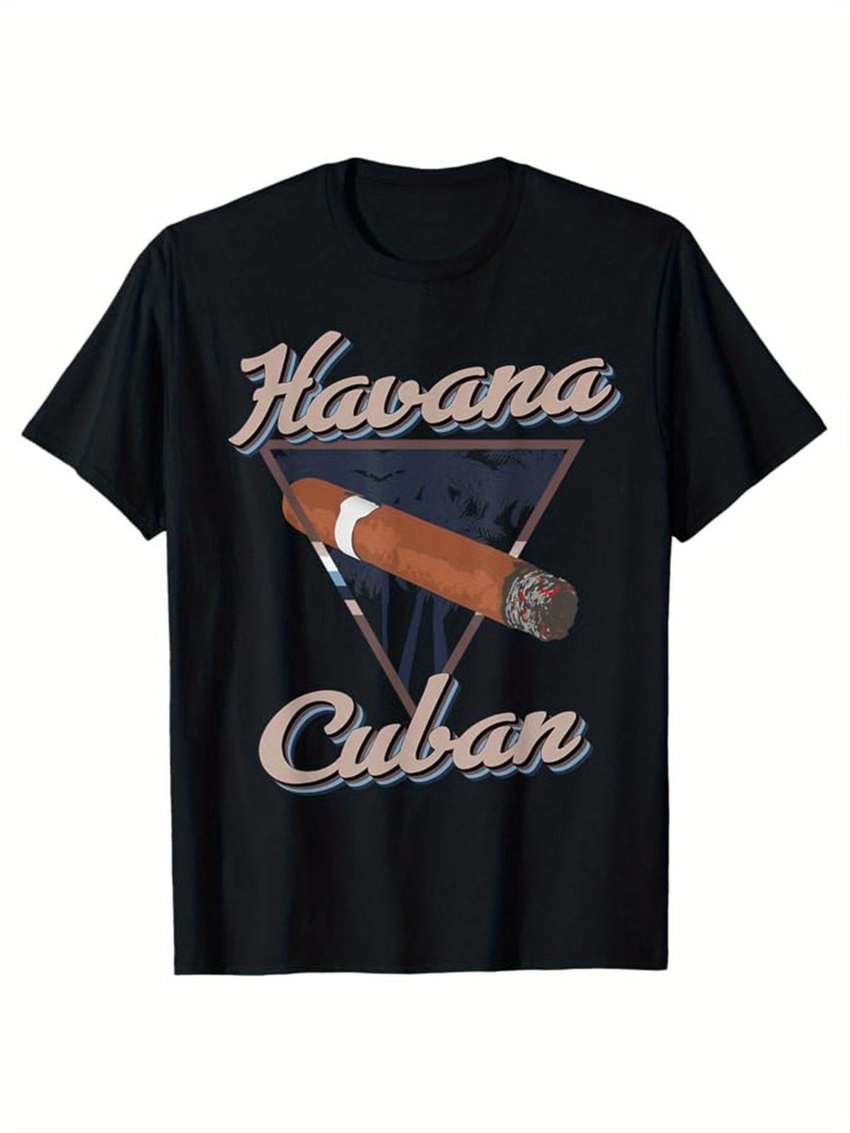 Men's Cotton T-Shirt With Cigar Print, Casual Short Sleeve Round Neck Tee, Soft Comfortable Top, Men's Clothing