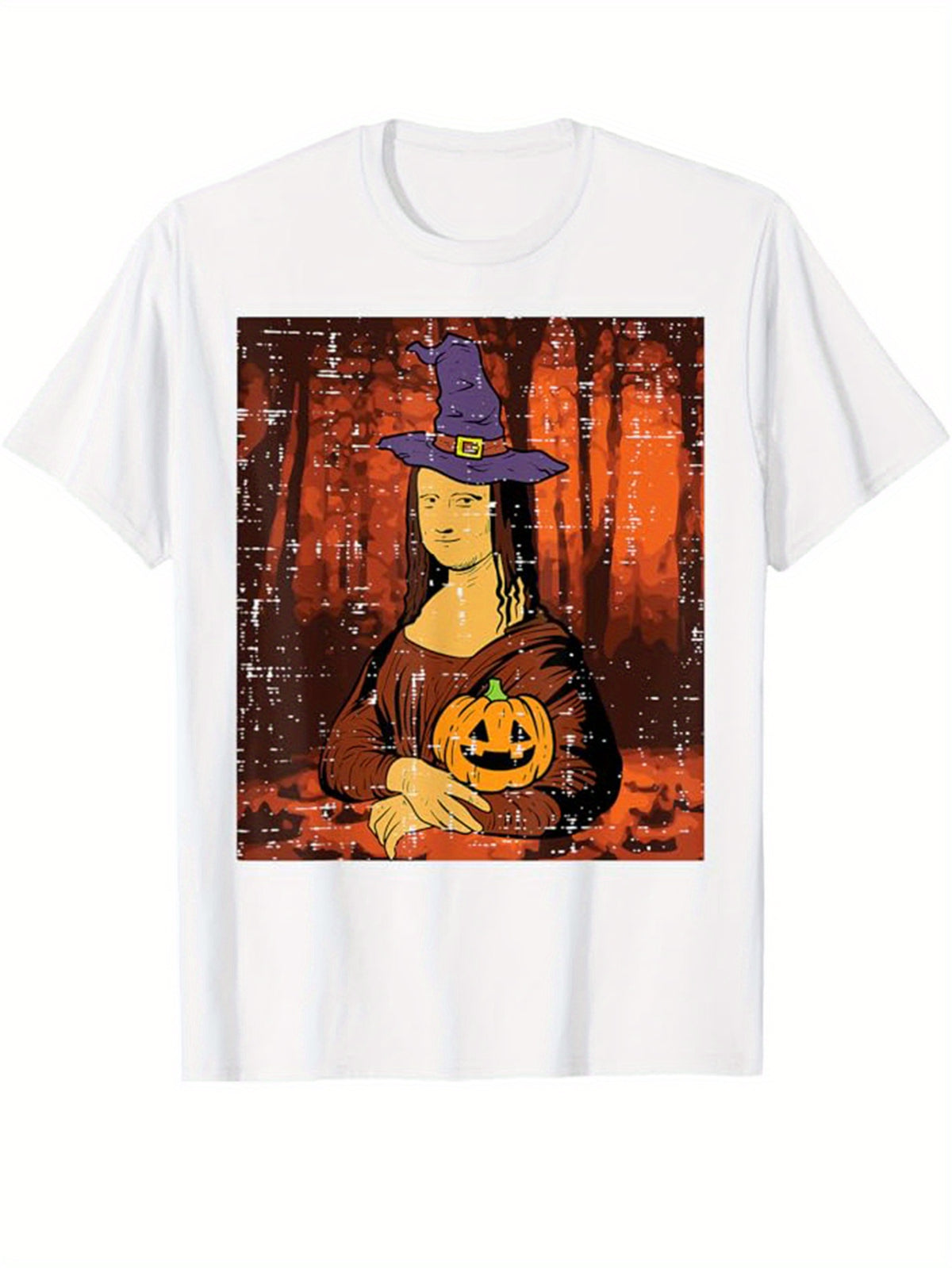 Funny Mona Lisa Print, Men's Cotton T-shirt, Graphic Tee Men's Outdoor Clothes, Men's Clothing, Casual Short Sleeve Crew Neck T-shirt