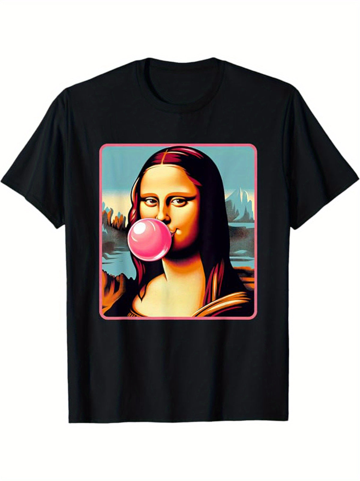 Funny Mona Lisa Print, Men's Cotton T-shirt, Graphic Tee Men's Outdoor Clothes, Men's Clothing, Casual Short Sleeve Crew Neck T-shirt
