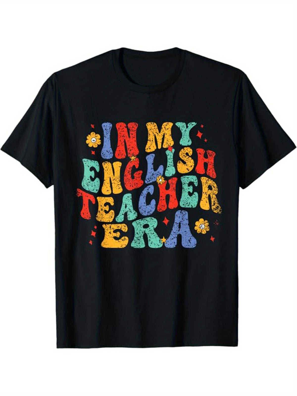 English Teacher Print, Men's Cotton T-shirt, Funny Graphic Tee Men's Outdoor Clothes, Men's Clothing, Back To School Casual Short Sleeve Crew Neck T-shirt