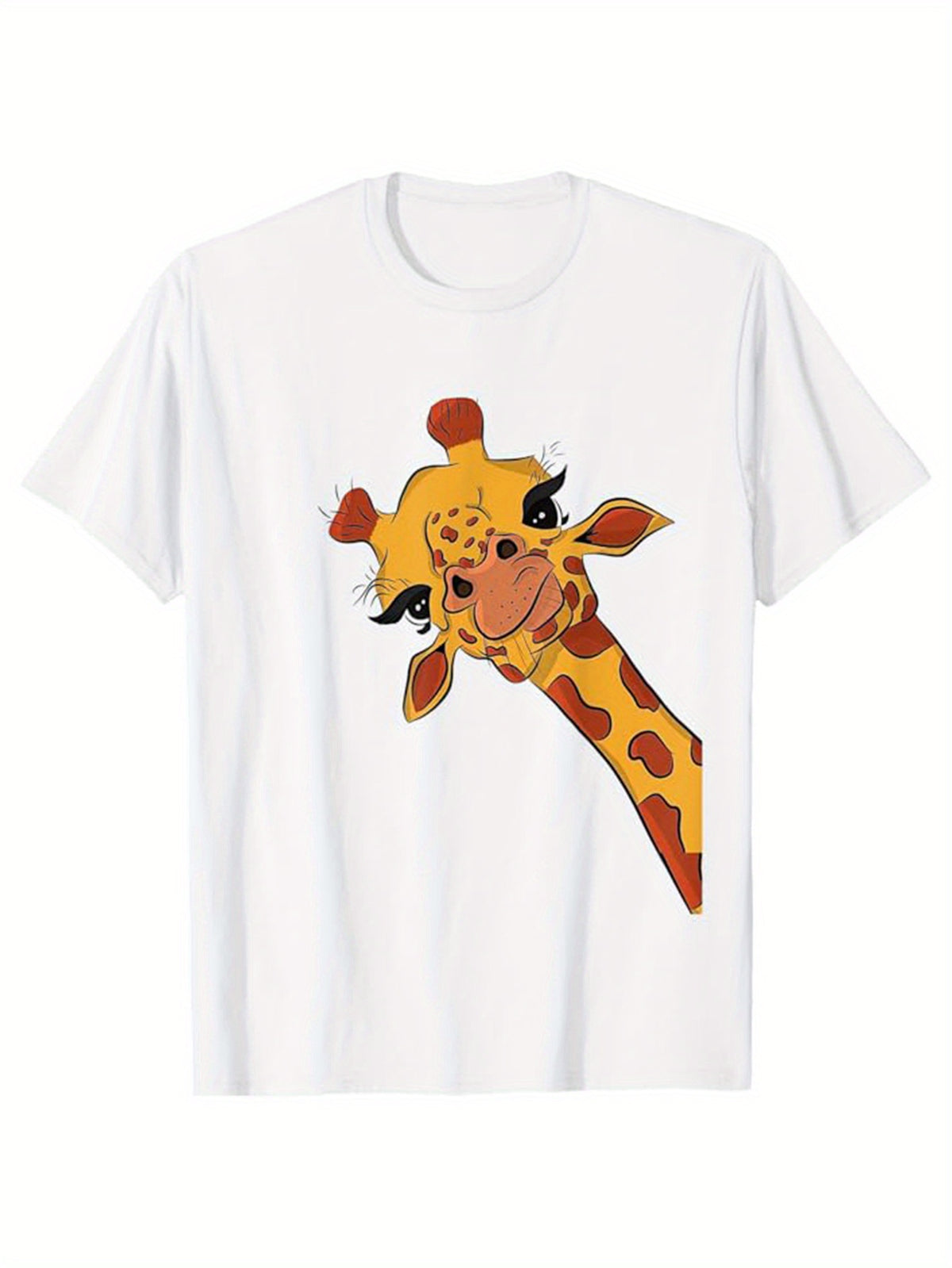 Men's Cotton T-Shirt With Giraffe Print, Casual Short Sleeve Round Neck Tee, Soft Comfortable Top, Men's Clothing