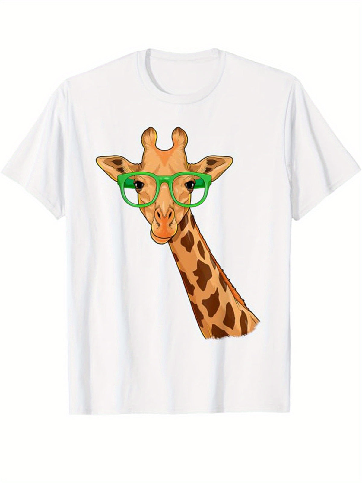 Men's Cotton T-Shirt With Giraffe Print, Casual Short Sleeve Round Neck Tee, Soft Comfortable Top, Men's Clothing