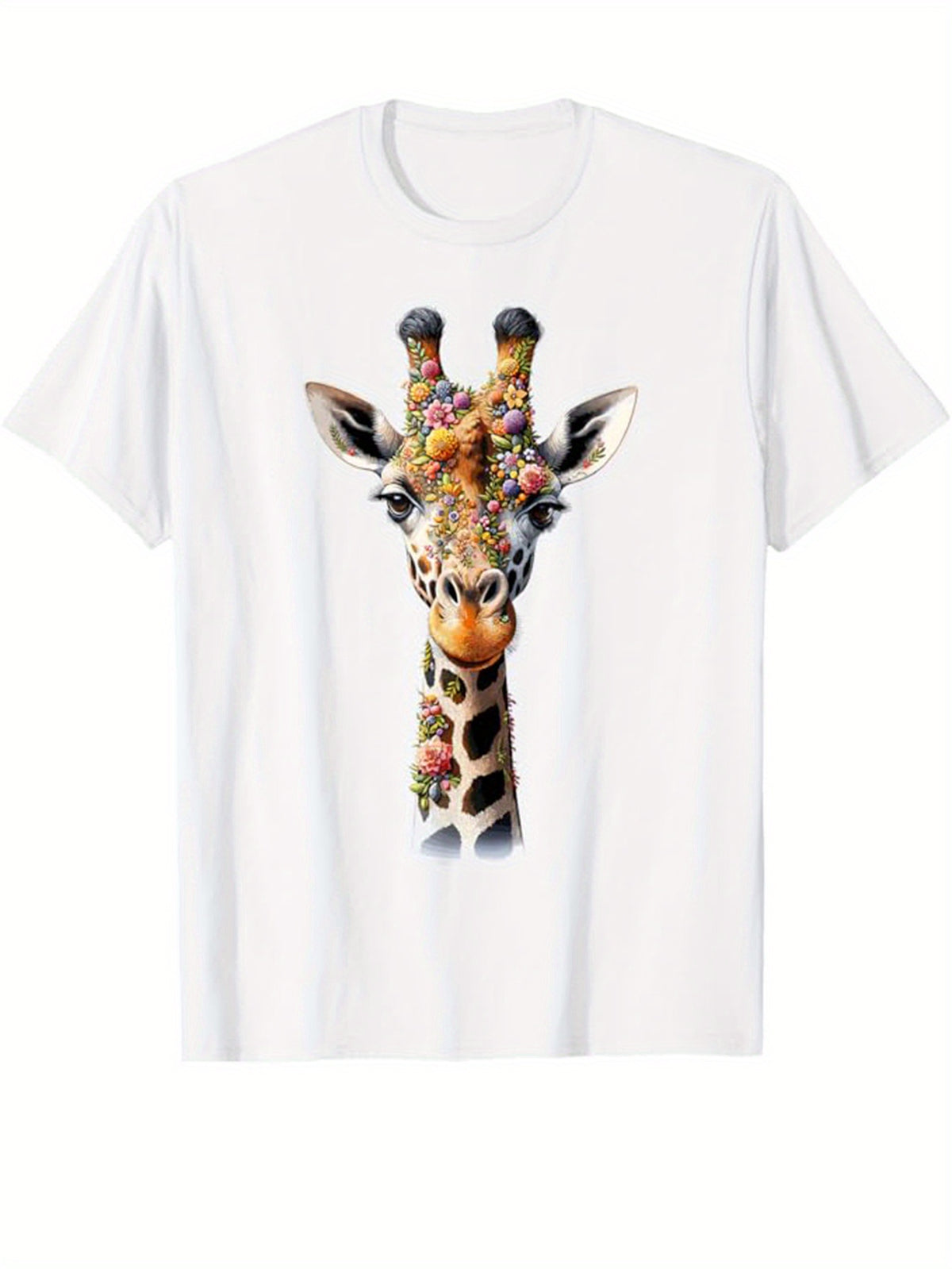 Men's Cotton T-Shirt With Giraffe Print, Casual Short Sleeve Round Neck Tee, Soft Comfortable Top, Men's Clothing