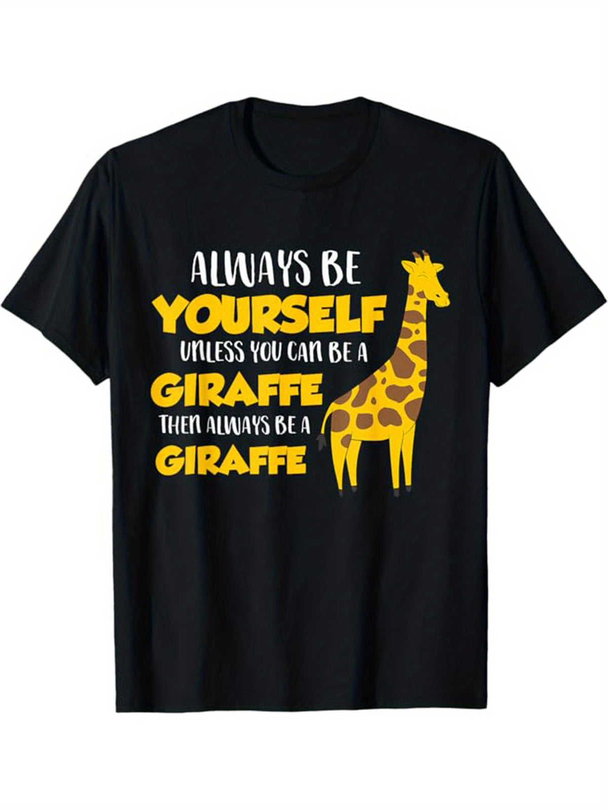 Men's 100% Cotton T-Shirt with Inspirational Giraffe Print - Casual, Soft, and Comfortable Short Sleeve Round Neck Tee, Machine Washable, Perfect for All Seasons