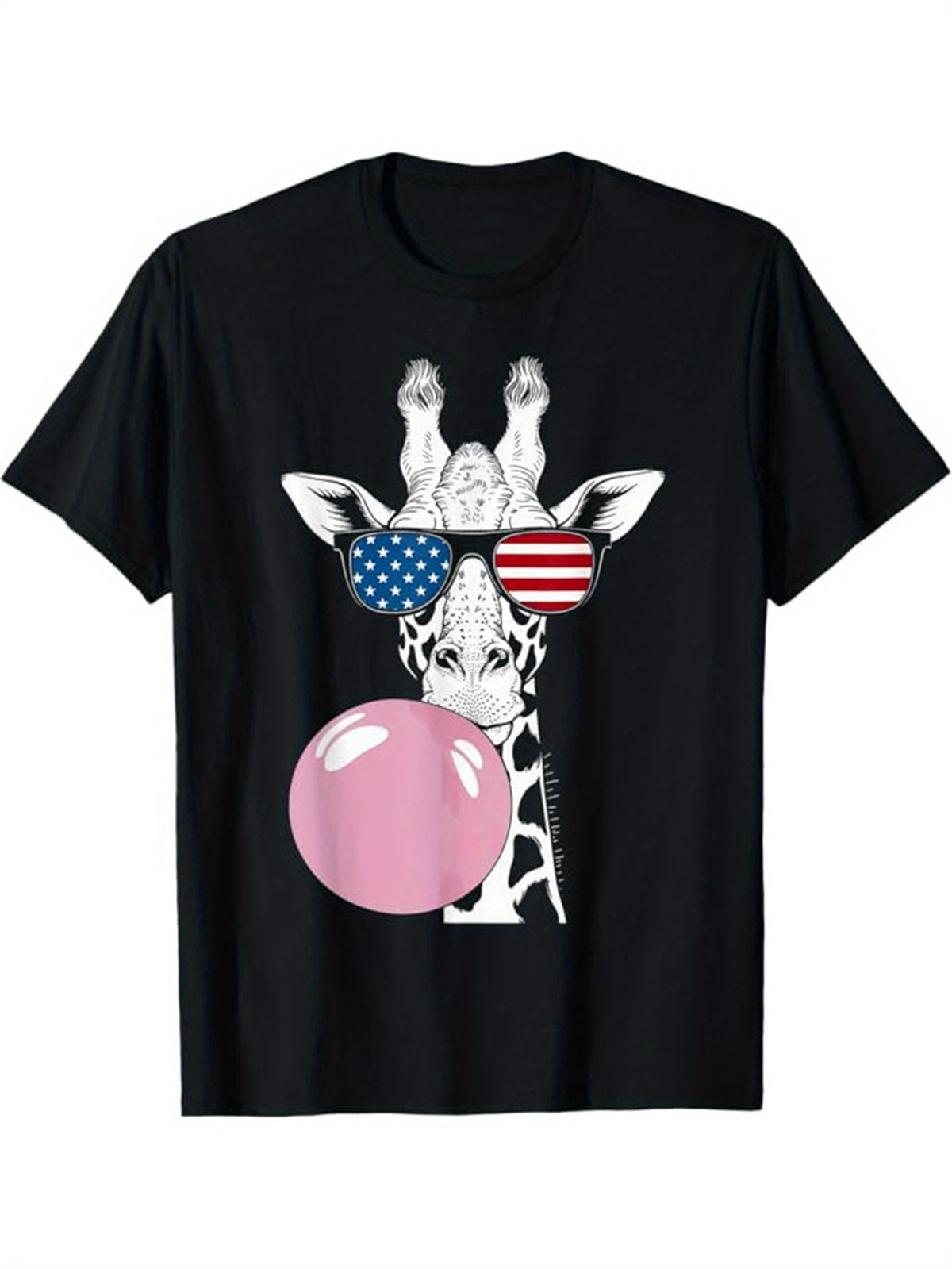 Men's Cotton T-Shirt With Giraffe Print, Casual Short Sleeve Round Neck Tee, Soft Comfortable Top, Men's Clothing