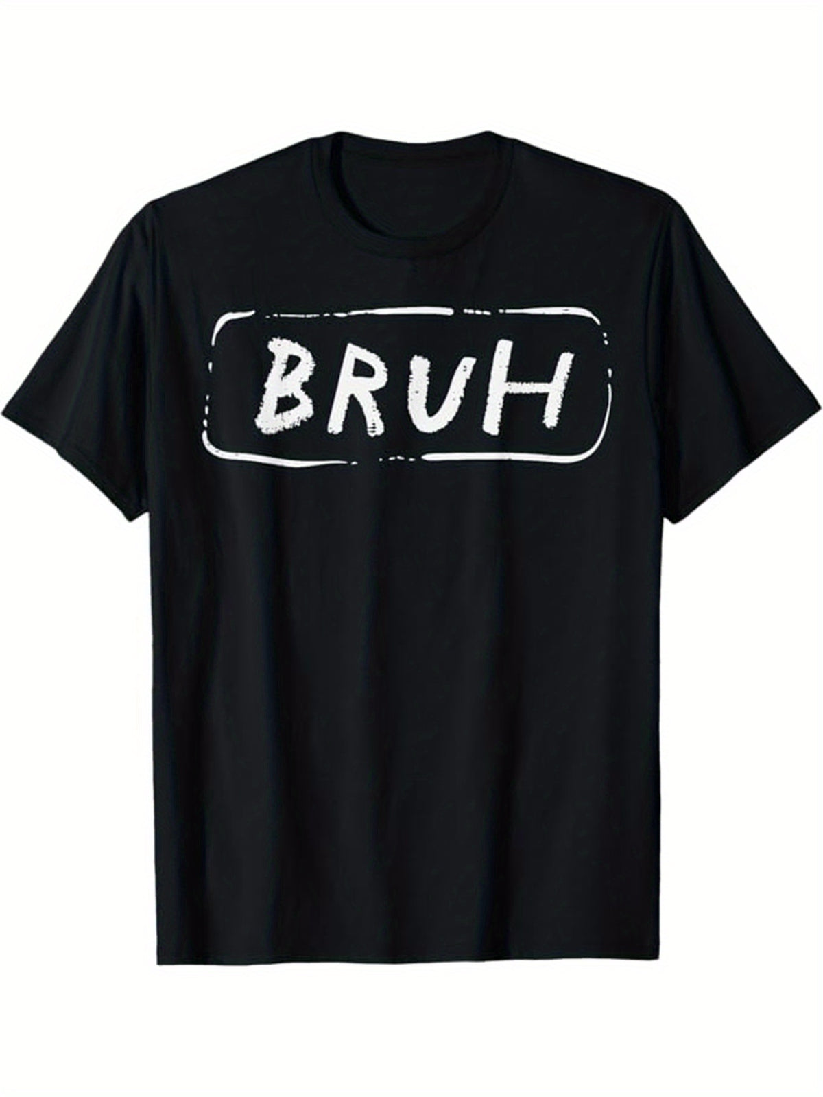 Bruh Print Men's Cotton T-shirt, Graphic Tee Men's Outdoor Clothes, Men's Back To School Clothing, Casual Short Sleeve Crew Neck T-shirt, Tops For Men, Gift For Men