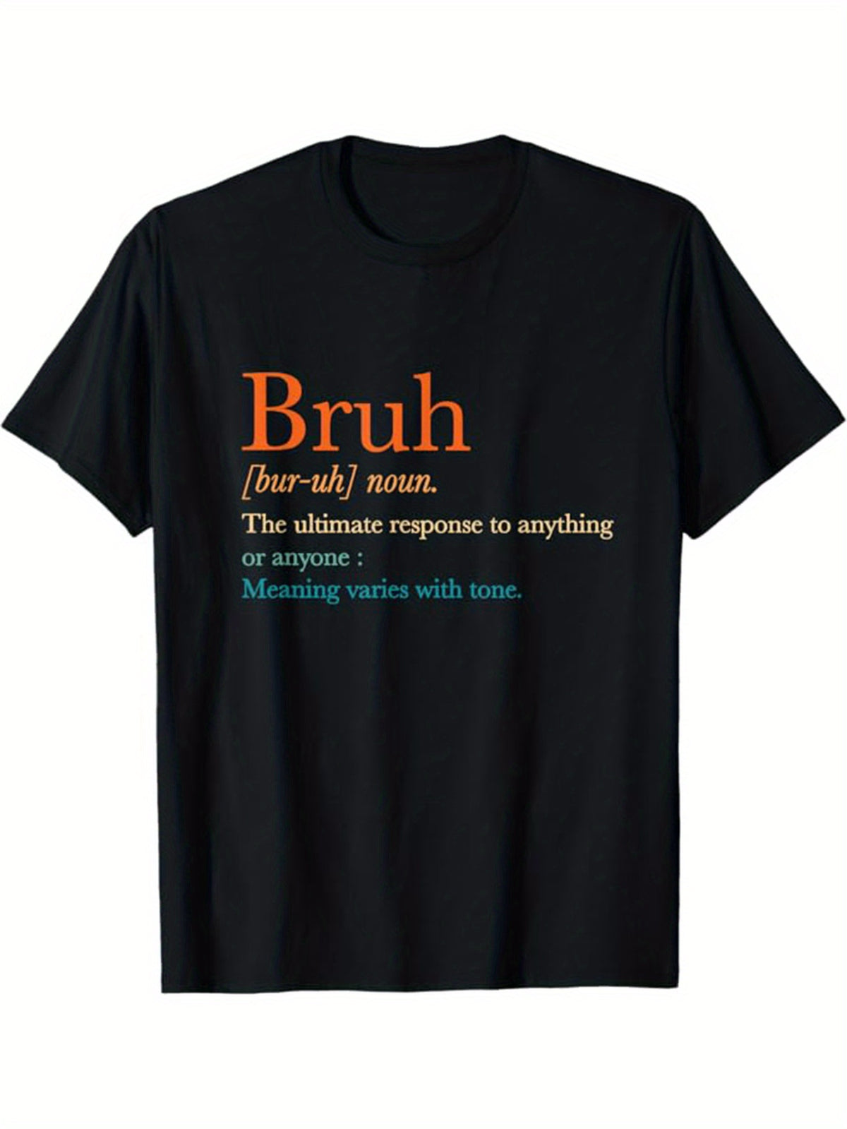 Bruh Print Men's Cotton T-shirt, Graphic Tee Men's Outdoor Clothes, Men's Back To School Clothing, Casual Short Sleeve Crew Neck T-shirt, Tops For Men, Gift For Men