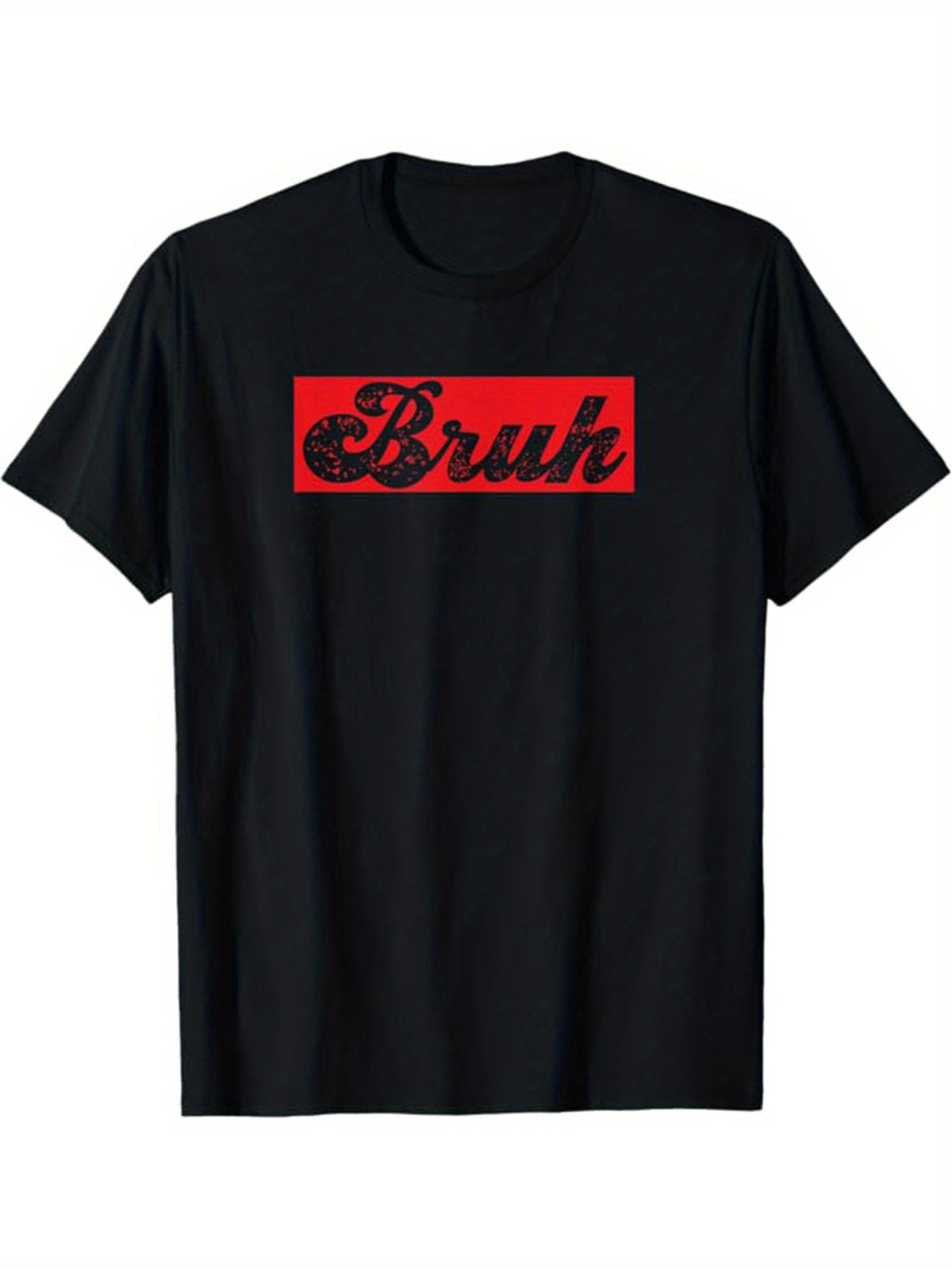 Bruh Print Men's Cotton T-shirt, Graphic Tee Men's Outdoor Clothes, Men's Back To School Clothing, Casual Short Sleeve Crew Neck T-shirt, Tops For Men, Gift For Men