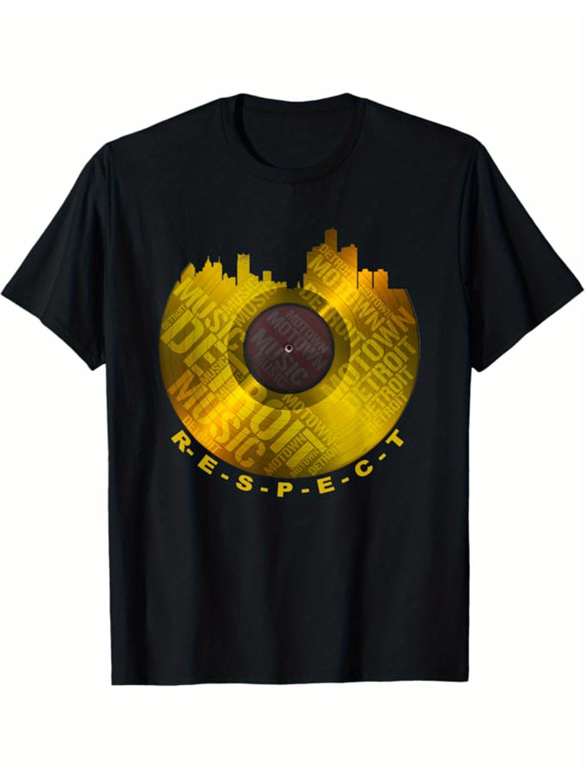 Men's Cotton T-Shirt With Respect Print, Casual Short Sleeve Round Neck Tee, Soft Comfortable Top