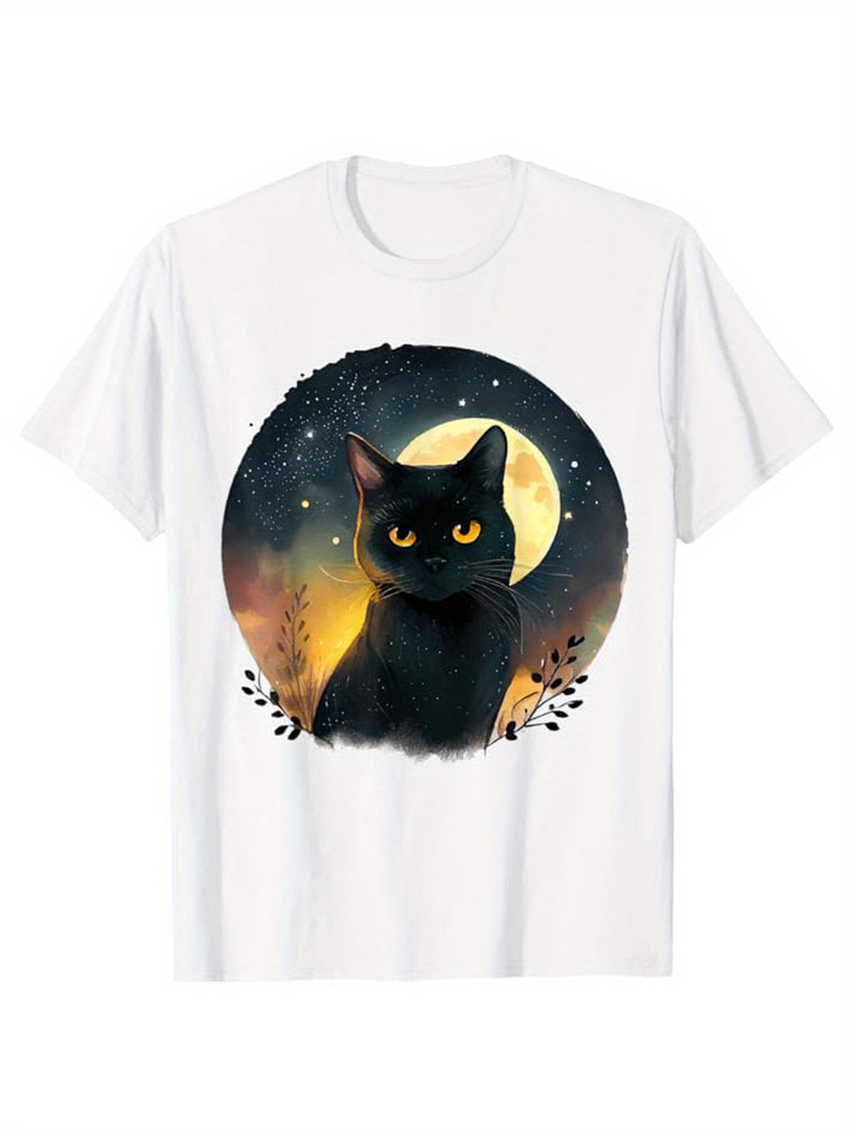 Cat Printed, Men's Cotton T-shirt, Graphic Tee Men's Outdoor Clothes, Men's Clothing, Casual Short Sleeve Crew Neck T-shirt, Soft Comfortable Top