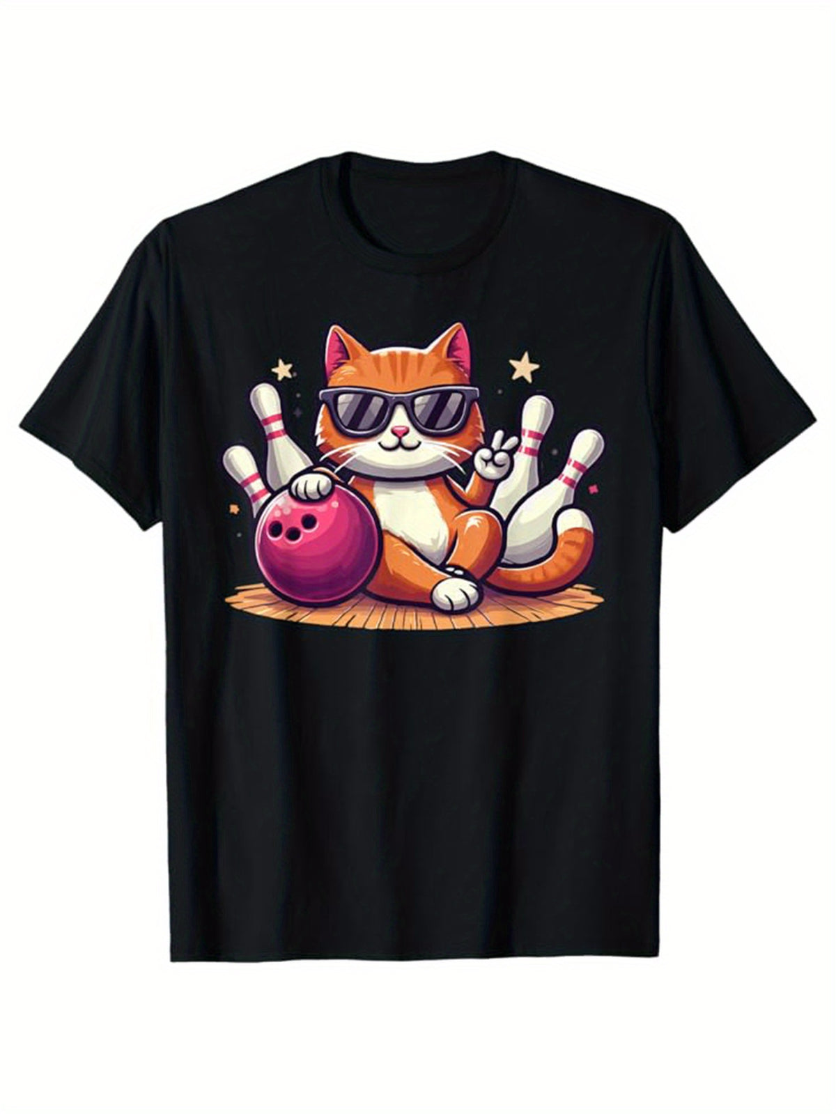 Cat Printed, Men's Cotton T-shirt, Graphic Tee Men's Outdoor Clothes, Men's Clothing, Casual Short Sleeve Crew Neck T-shirt, Soft Comfortable Top