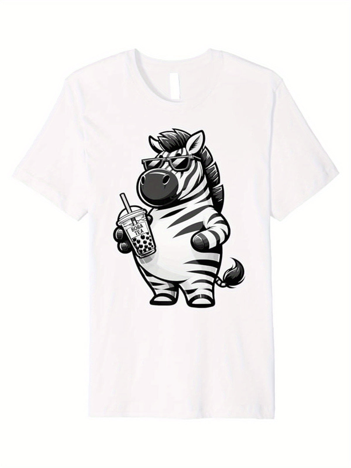 Zebra Printed, Men's Cotton T-shirt, Graphic Tee Men's Outdoor Clothes, Men's Clothing, Casual Short Sleeve Crew Neck T-shirt, Soft Comfortable Top