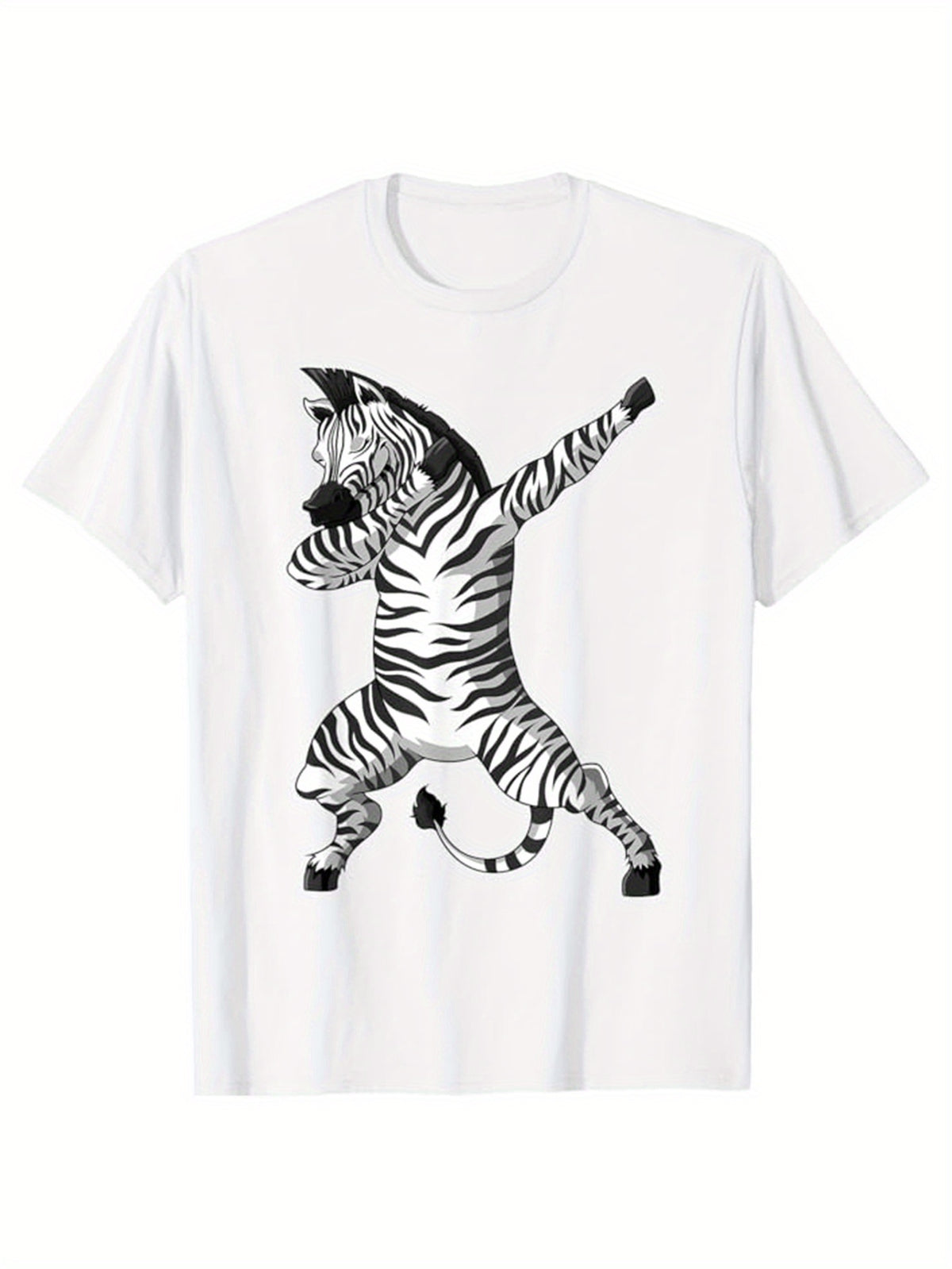 Zebra Printed, Men's Cotton T-shirt, Graphic Tee Men's Outdoor Clothes, Men's Clothing, Casual Short Sleeve Crew Neck T-shirt, Soft Comfortable Top