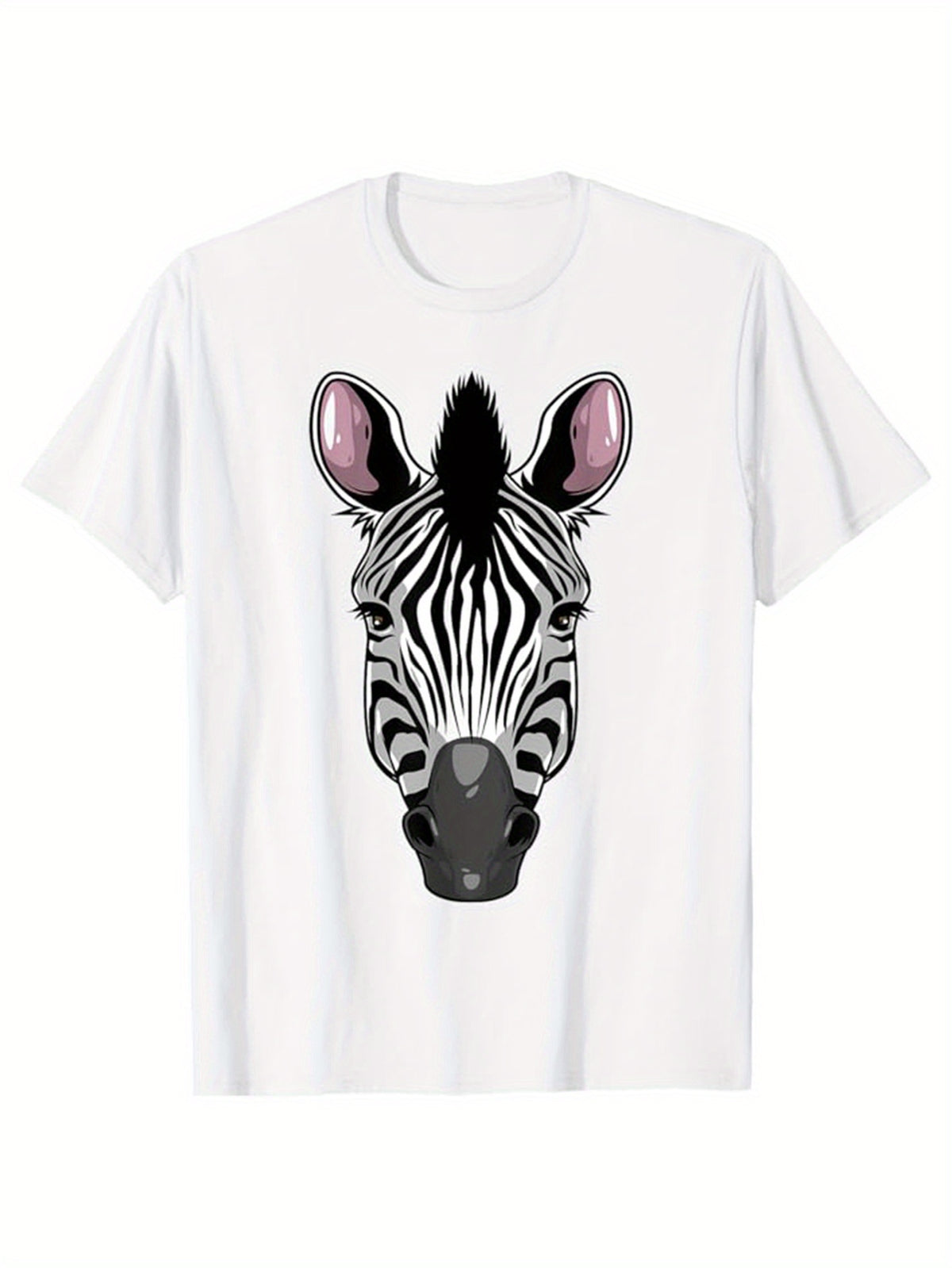 Zebra Printed, Men's Cotton T-shirt, Graphic Tee Men's Outdoor Clothes, Men's Clothing, Casual Short Sleeve Crew Neck T-shirt, Soft Comfortable Top