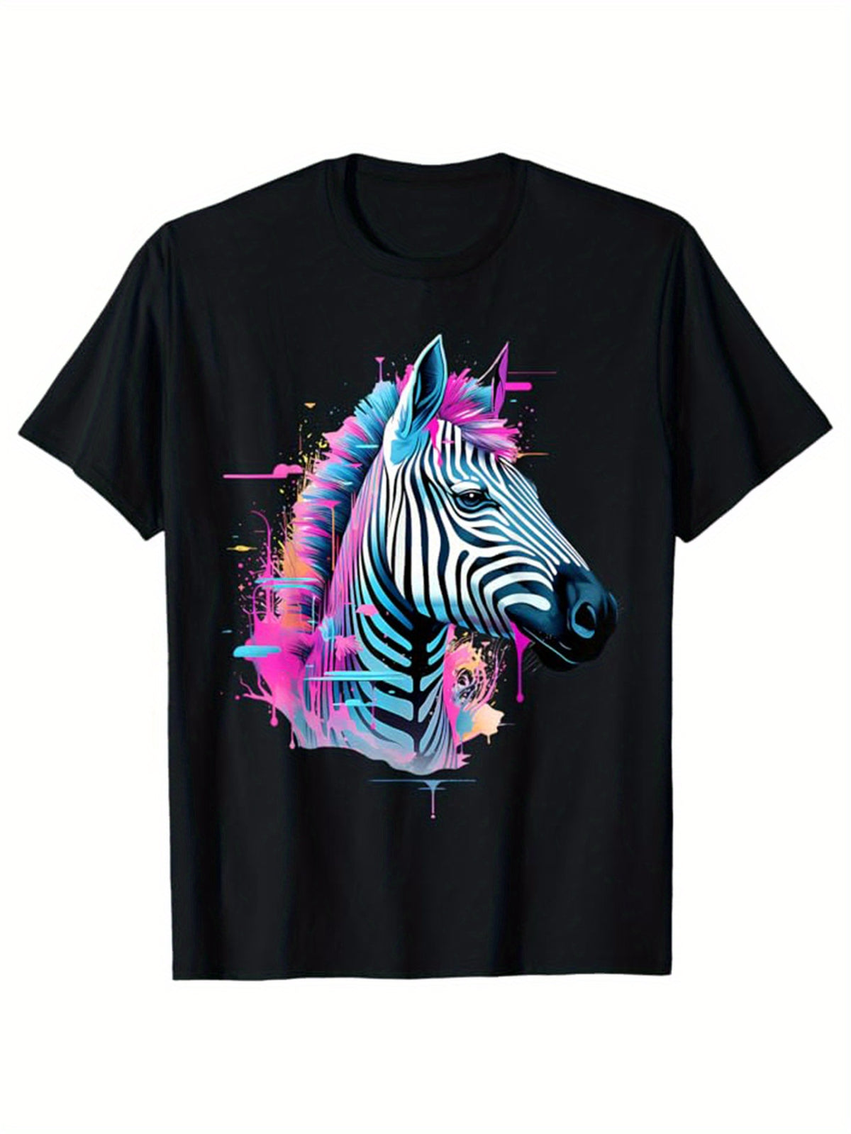 Zebra Printed, Men's Cotton T-shirt, Graphic Tee Men's Outdoor Clothes, Men's Clothing, Casual Short Sleeve Crew Neck T-shirt, Soft Comfortable Top