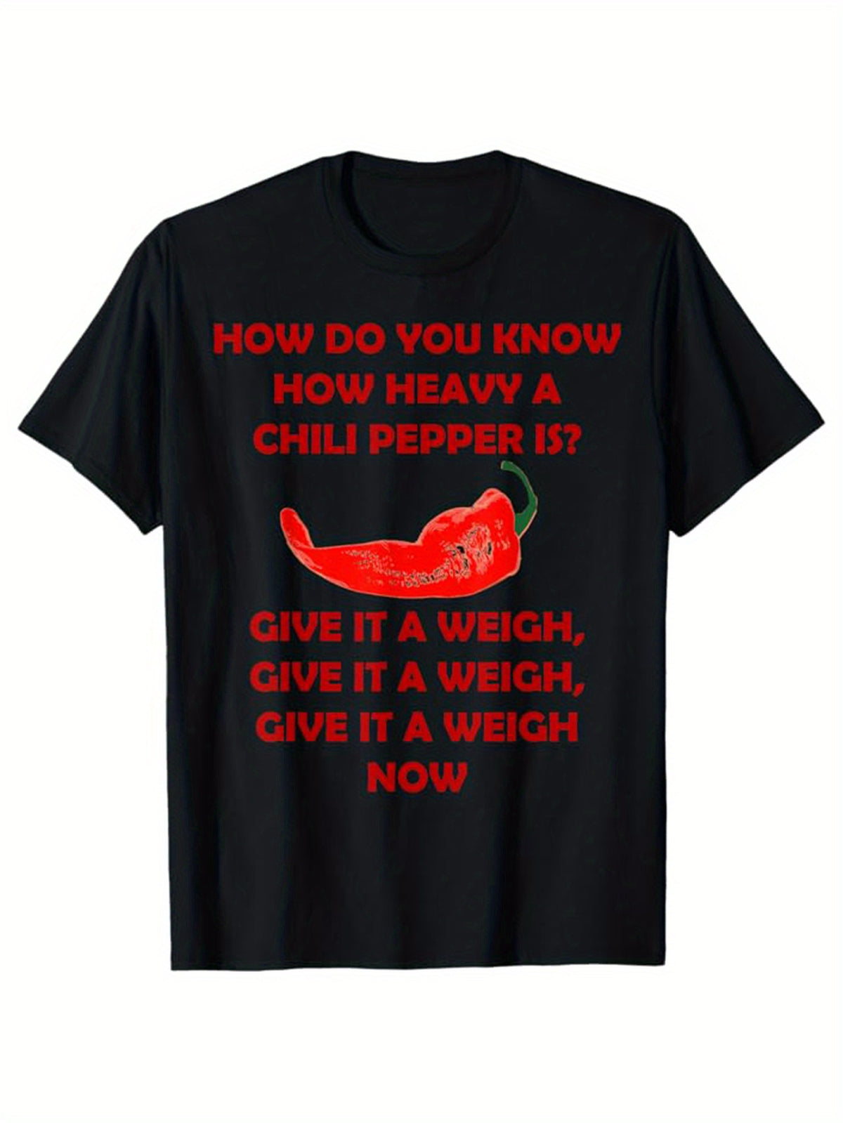 Funny Chili Print, Men's Cotton T-shirt, Graphic Tee Men's Outdoor Clothes, Men's Clothing, Casual Short Sleeve Crew Neck T-shirt