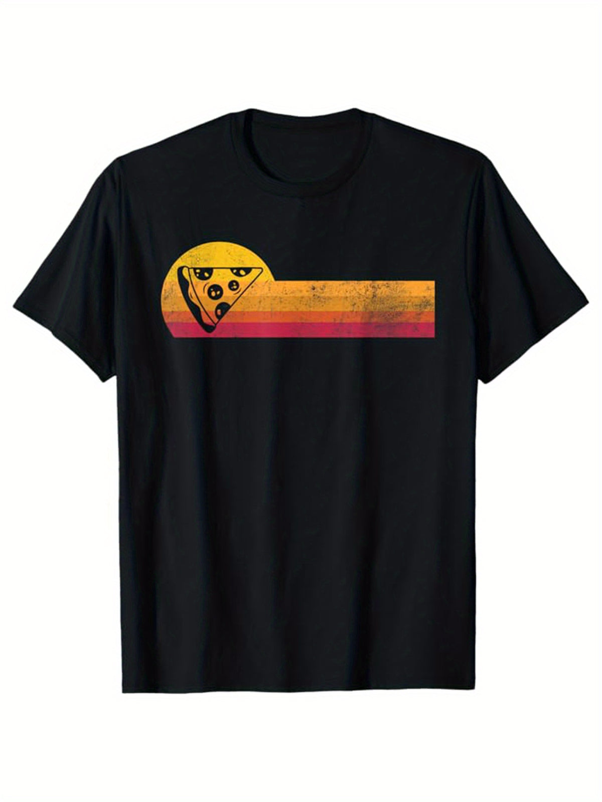Pizza Printed, Men's Cotton T-shirt, Food Graphic Tee Men's Outdoor Clothes, Men's Clothing, Casual Short Sleeve Crew Neck T-shirt, Soft Comfortable Top