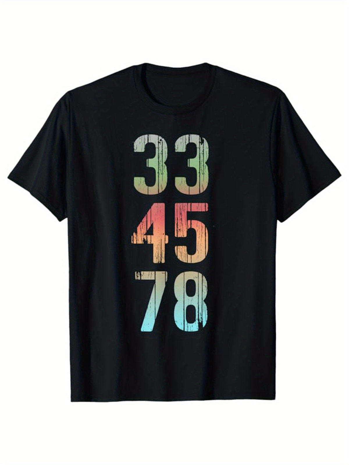 Record Player Print Men's Cotton T-shirt, Graphic Tee Men's Outdoor Clothes, Men's Back To School Clothing, Casual Short Sleeve Crew Neck T-shirt, Tops For Men, Gift For Men