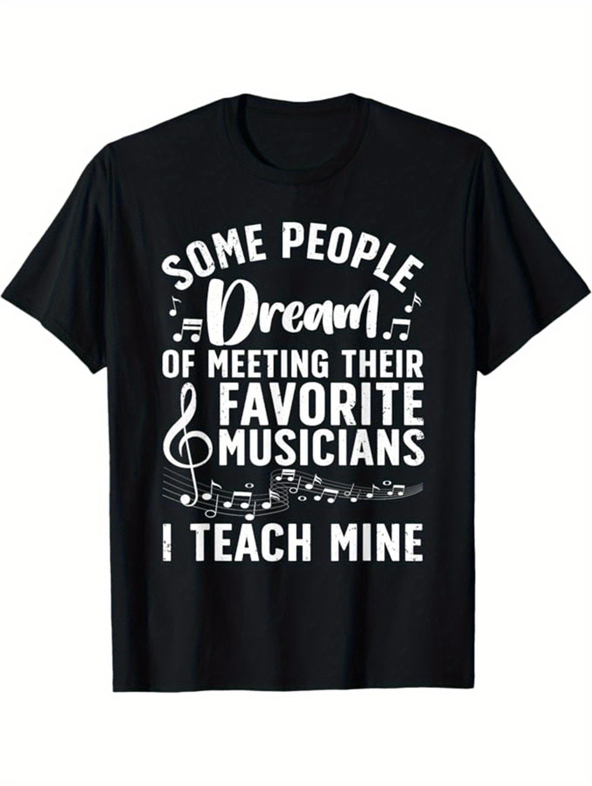 Music Teacher Print Men's Cotton T-shirt, Graphic Tee Men's Outdoor Clothes, Men's Back To School Clothing, Casual Short Sleeve Crew Neck T-shirt, Tops For Men, Gift For