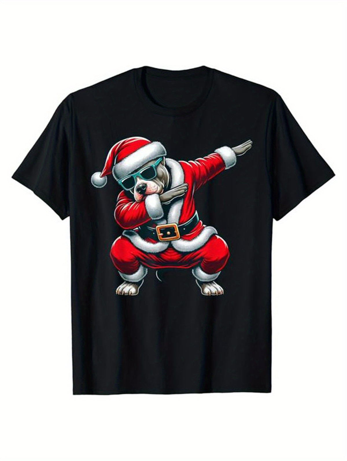 Christmas Santa Claus Print Men's Cotton T-shirt, Graphic Tee Men's Xmas Outdoor Clothes, Men's Clothing, Casual Short Sleeve Crew Neck T-shirt, Tops For Men, Gift For Men