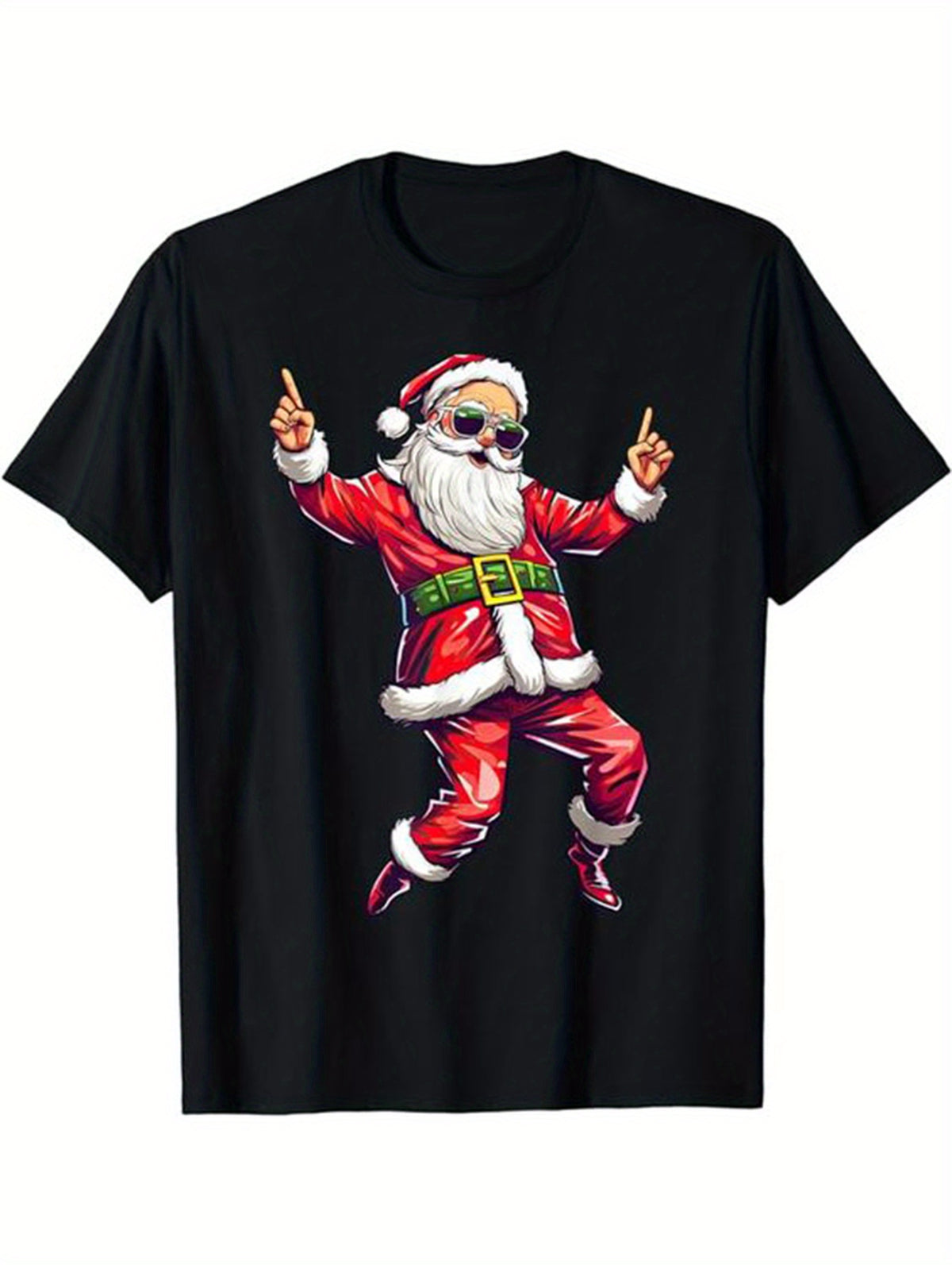 Christmas Santa Claus Print Men's Cotton T-shirt, Graphic Tee Men's Xmas Outdoor Clothes, Men's Clothing, Casual Short Sleeve Crew Neck T-shirt, Tops For Men, Gift For Men