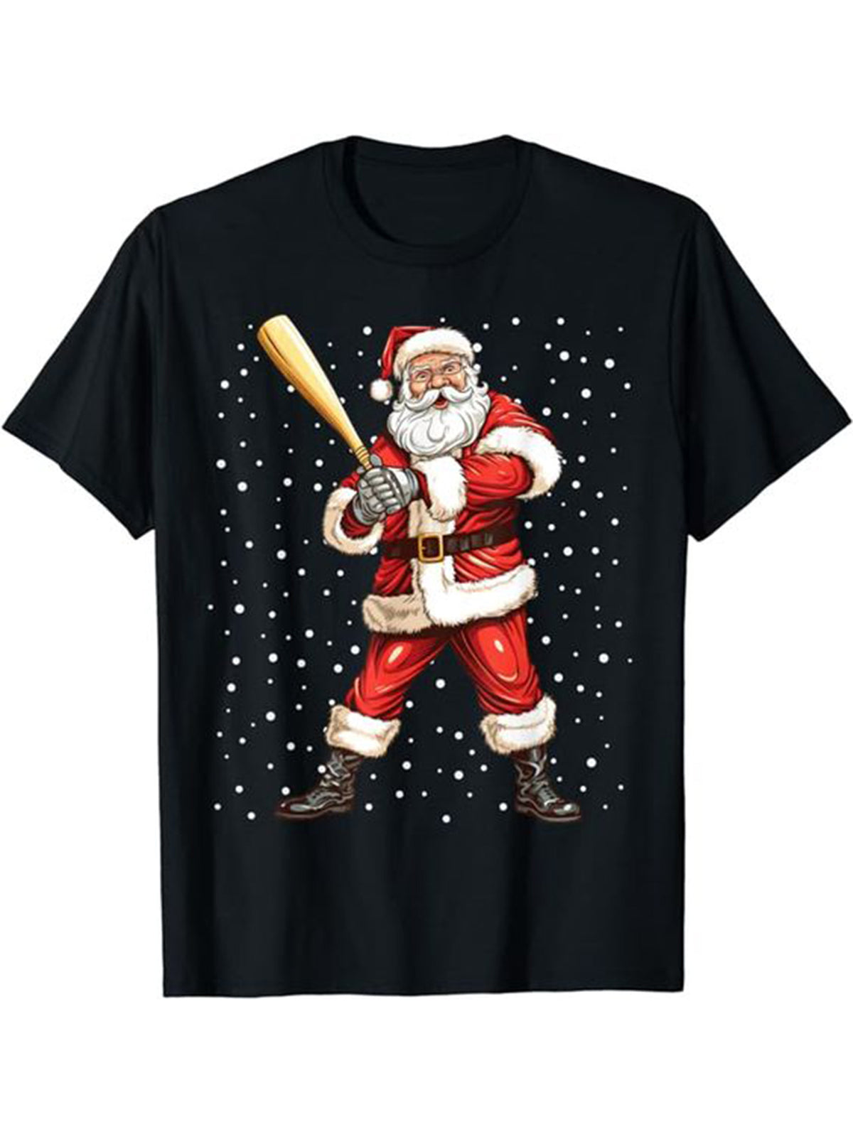 Christmas Santa Claus Print Men's Cotton T-shirt, Graphic Tee Men's Xmas Outdoor Clothes, Men's Clothing, Casual Short Sleeve Crew Neck T-shirt, Tops For Men, Gift For Men