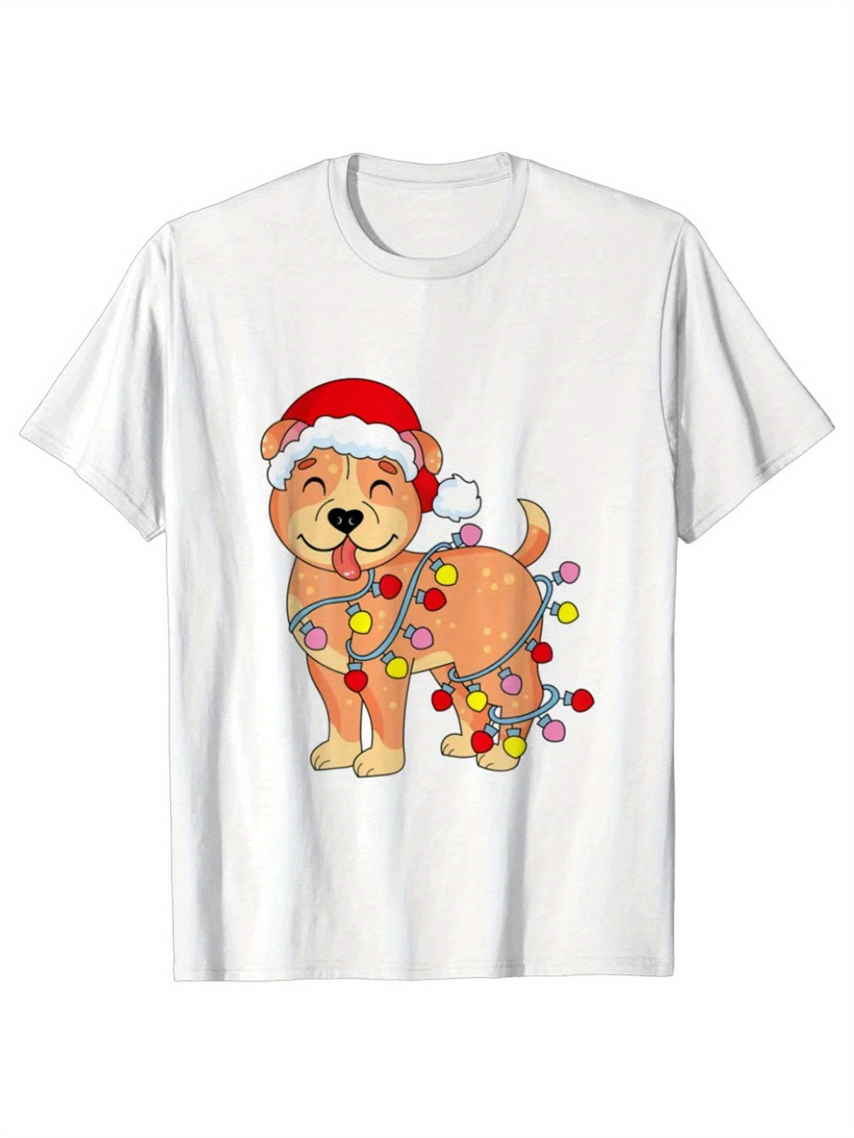 Christmas Santa Claus Print Men's Cotton T-shirt, Graphic Tee Men's Xmas Outdoor Clothes, Men's Clothing, Casual Short Sleeve Crew Neck T-shirt, Tops For Men, Gift For Men